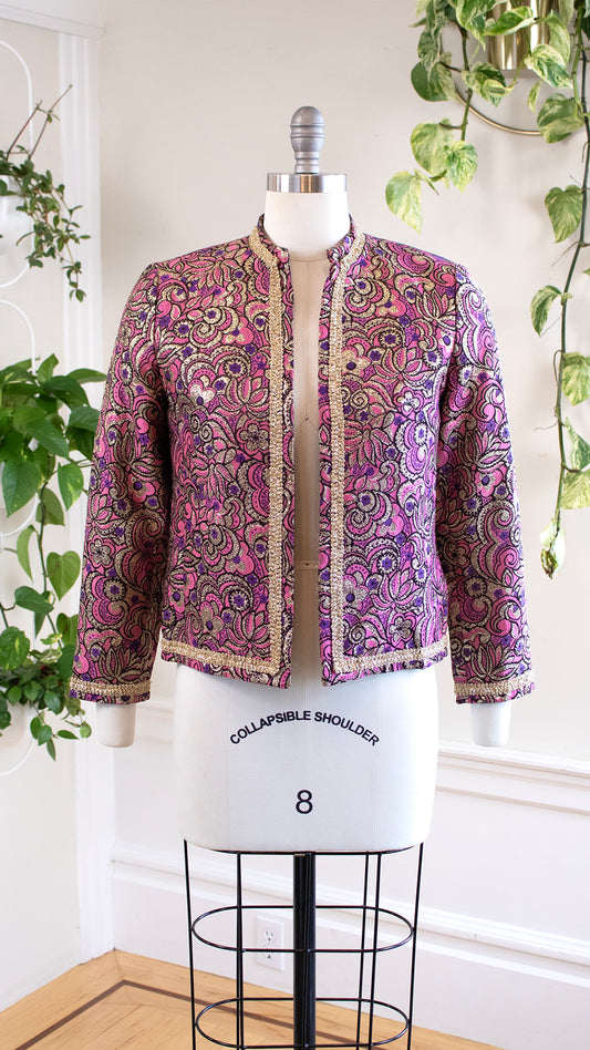 1960s Psychedelic Metallic Floral Jacket | small