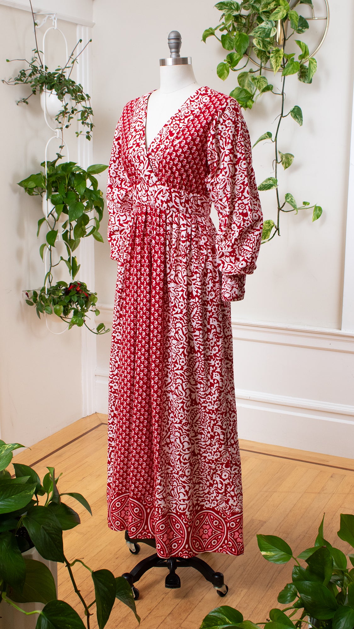 1970s ADINI Floral Cotton Maxi Dress | medium