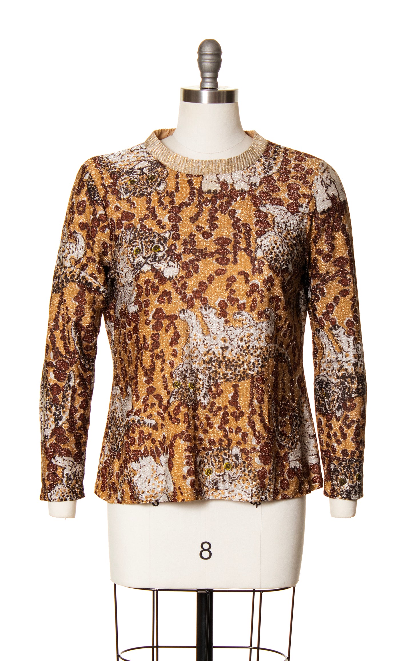 1970s Baby Leopard Novelty Metallic Top | medium/large