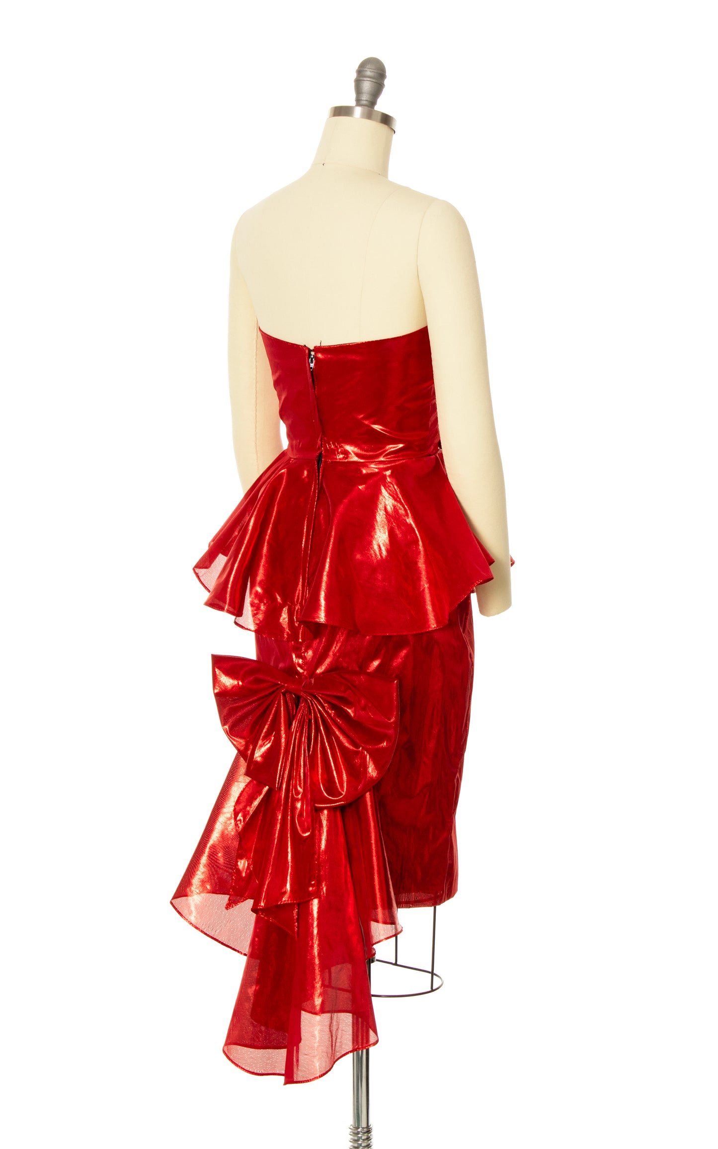 1980s Red Lamé Bows Party Dress | small