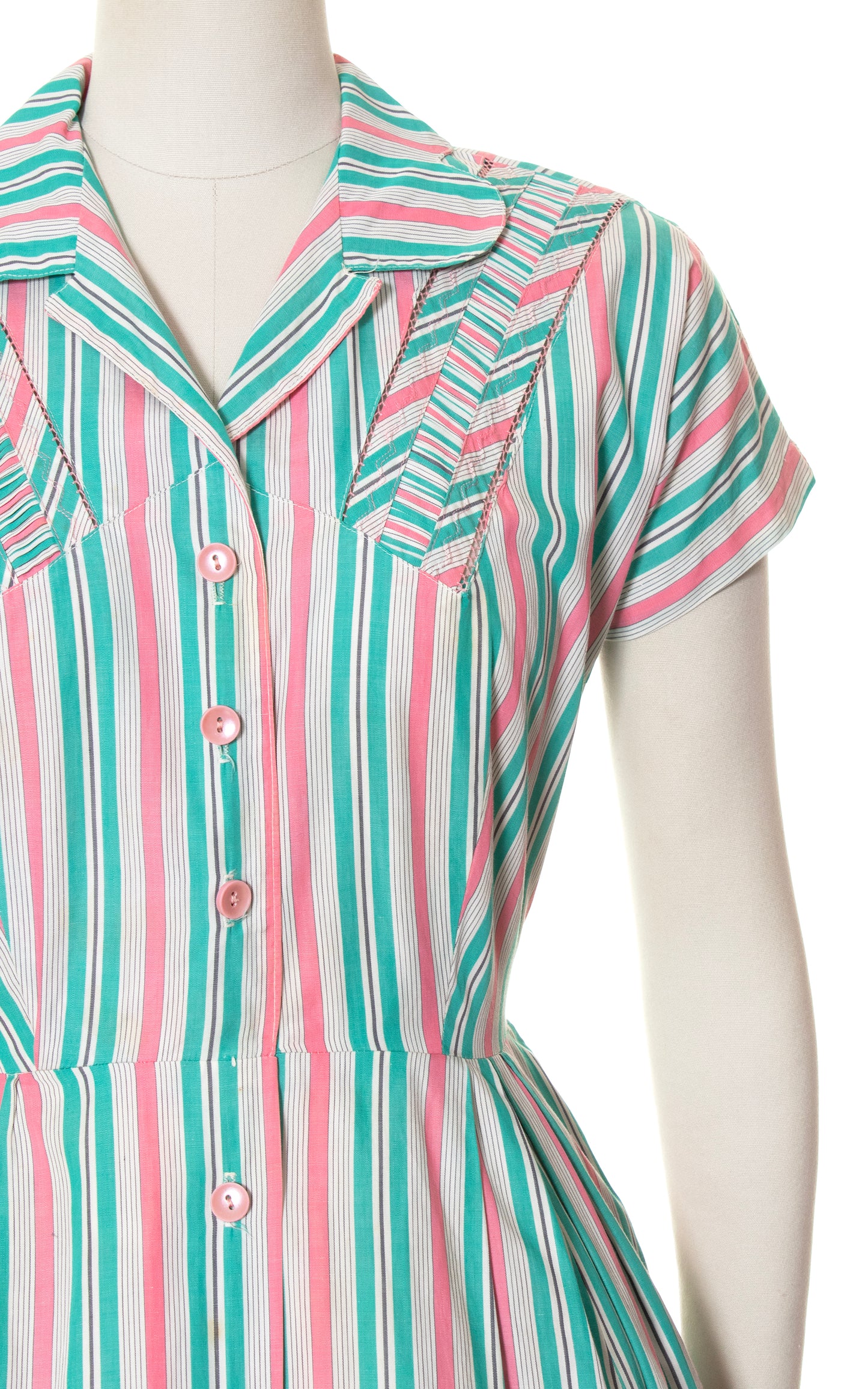 1950s Striped Cotton Shirtwaist Dress | medium