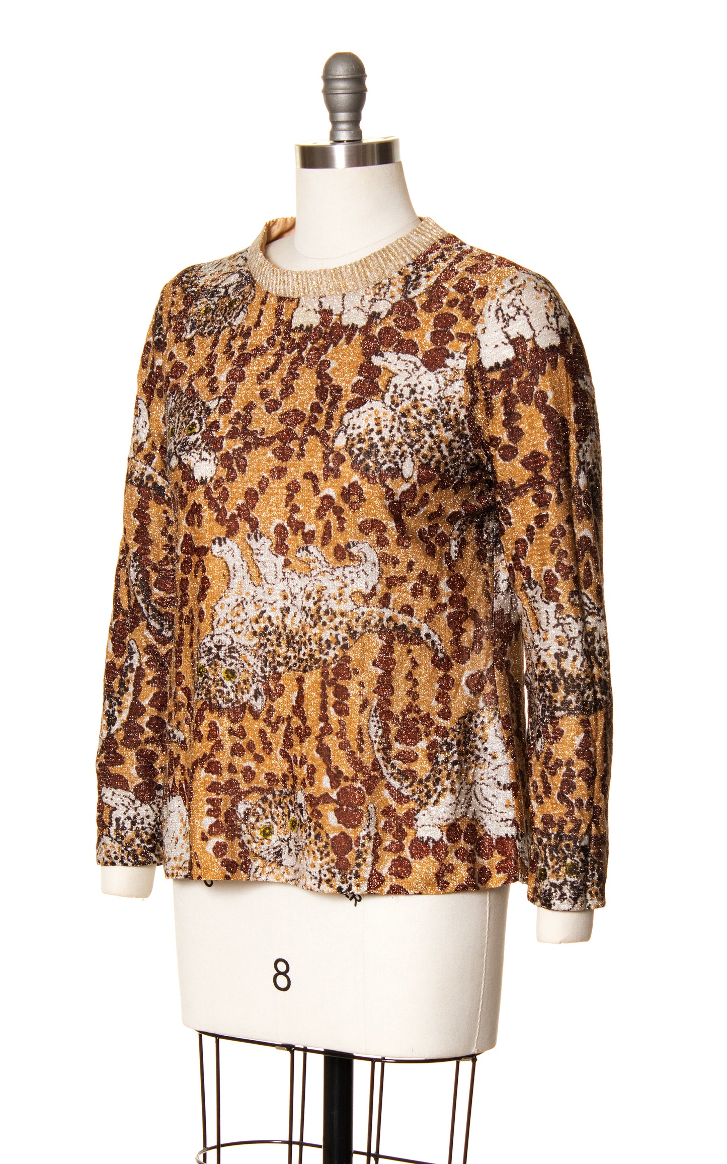 1970s Baby Leopard Novelty Metallic Top | medium/large