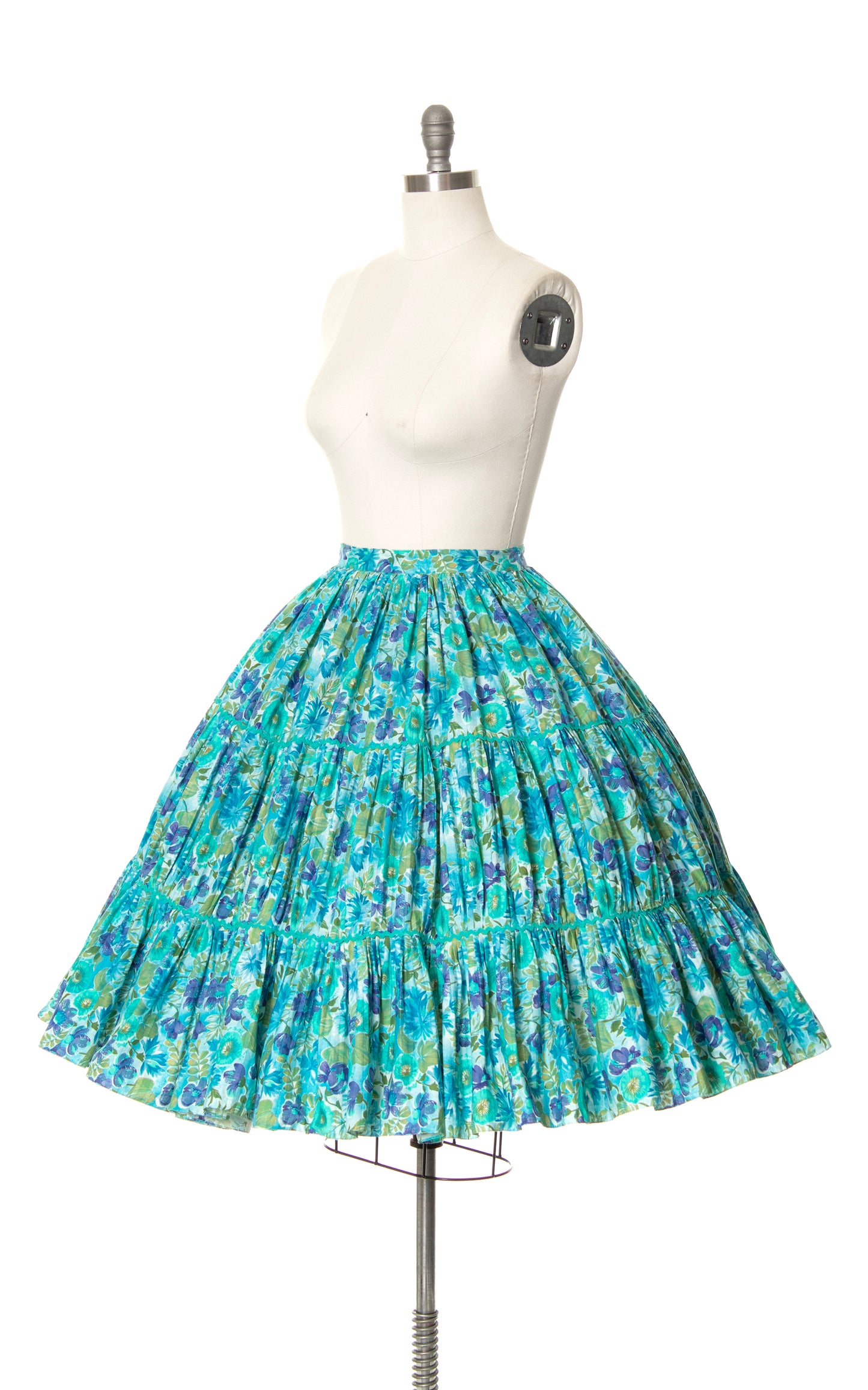 1950s Floral Tiered Circle Skirt | small