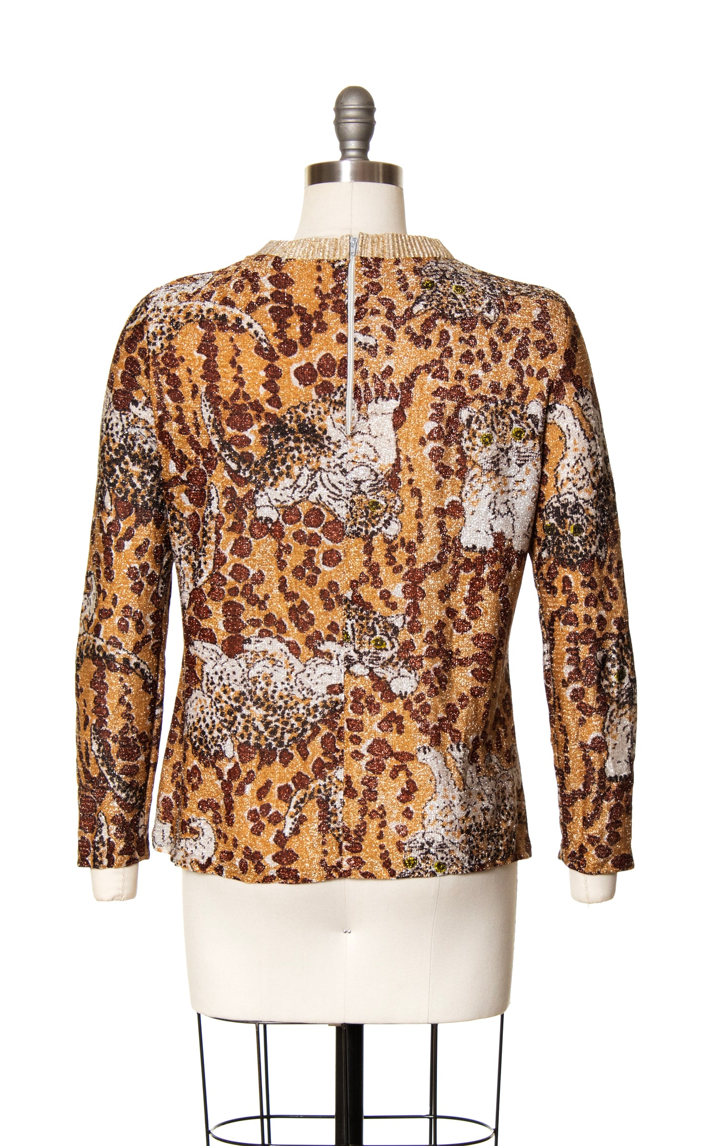 1970s Baby Leopard Novelty Metallic Top | medium/large