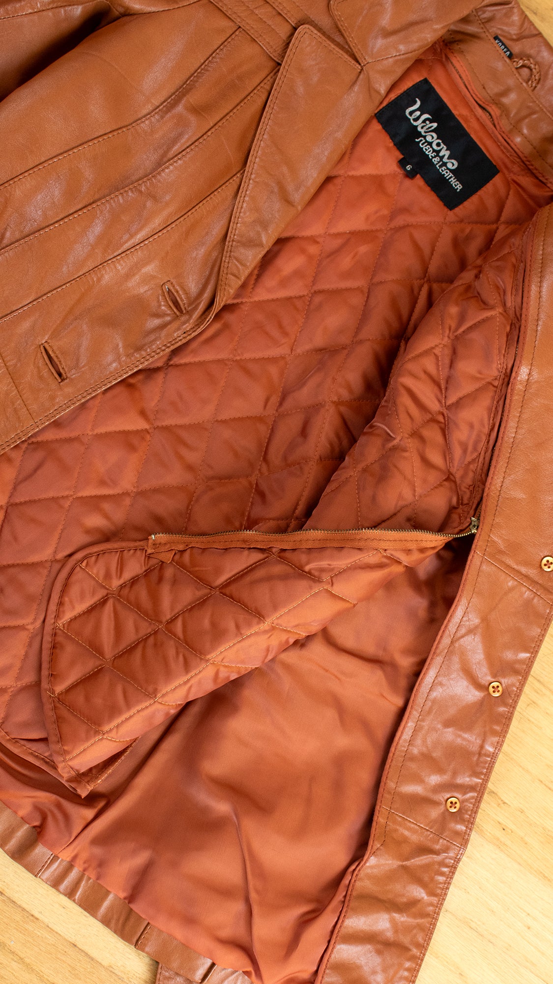 Vintage 1970s 70s Wilsons Brown Genuine Leather Belted Short Jacket Coat