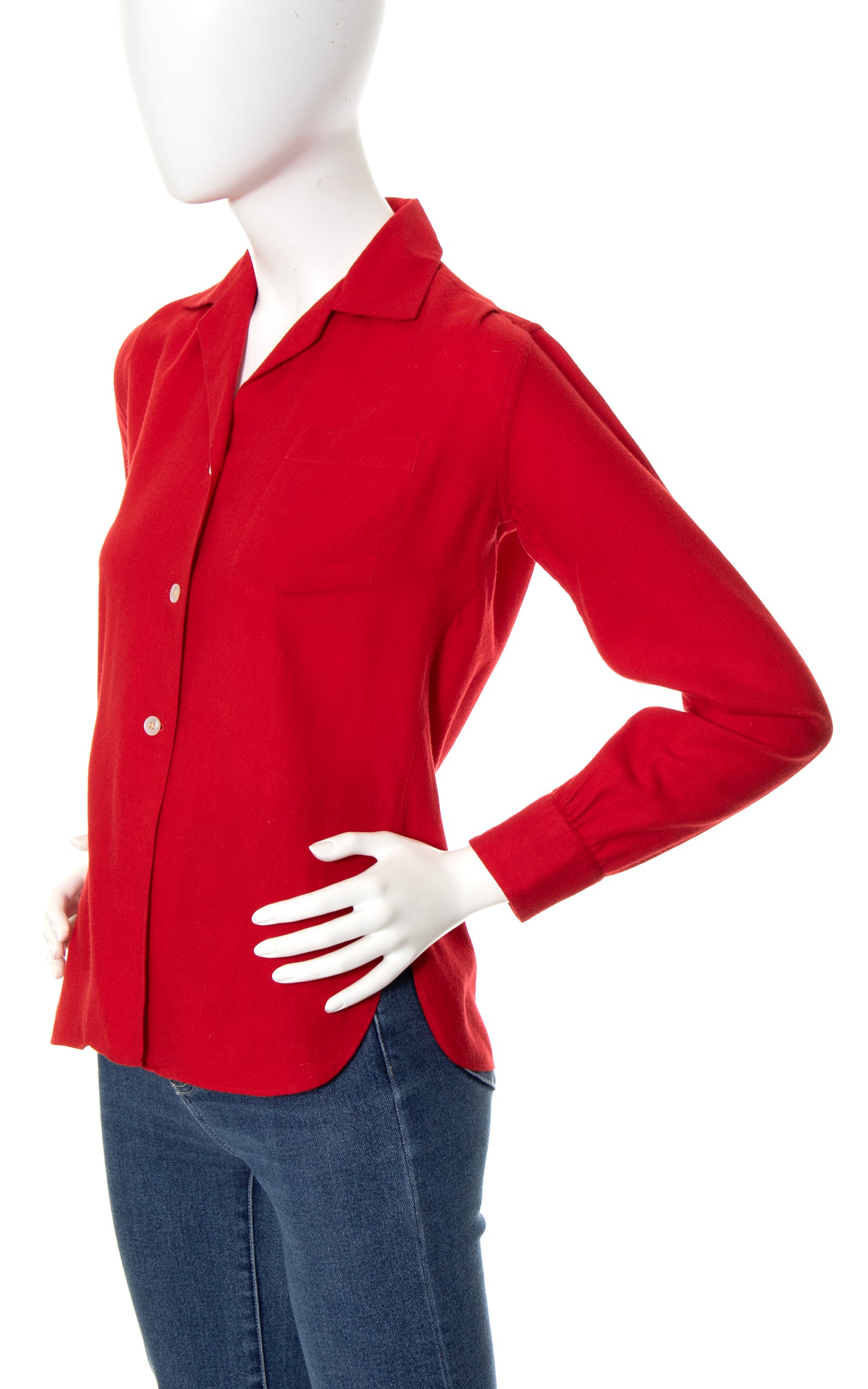 1950s Red Wool Blend Blouse | small/medium