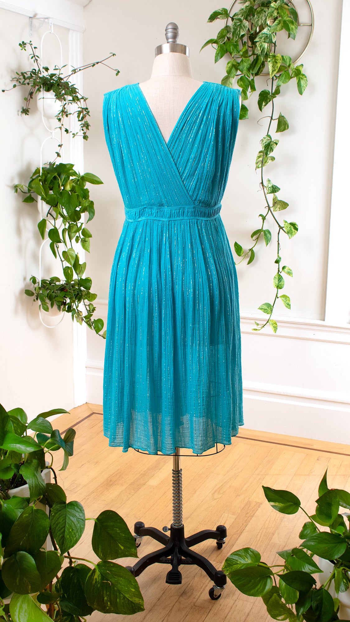1980s Metallic & Gauze Grecian Goddess Dress | medium/large/x-large