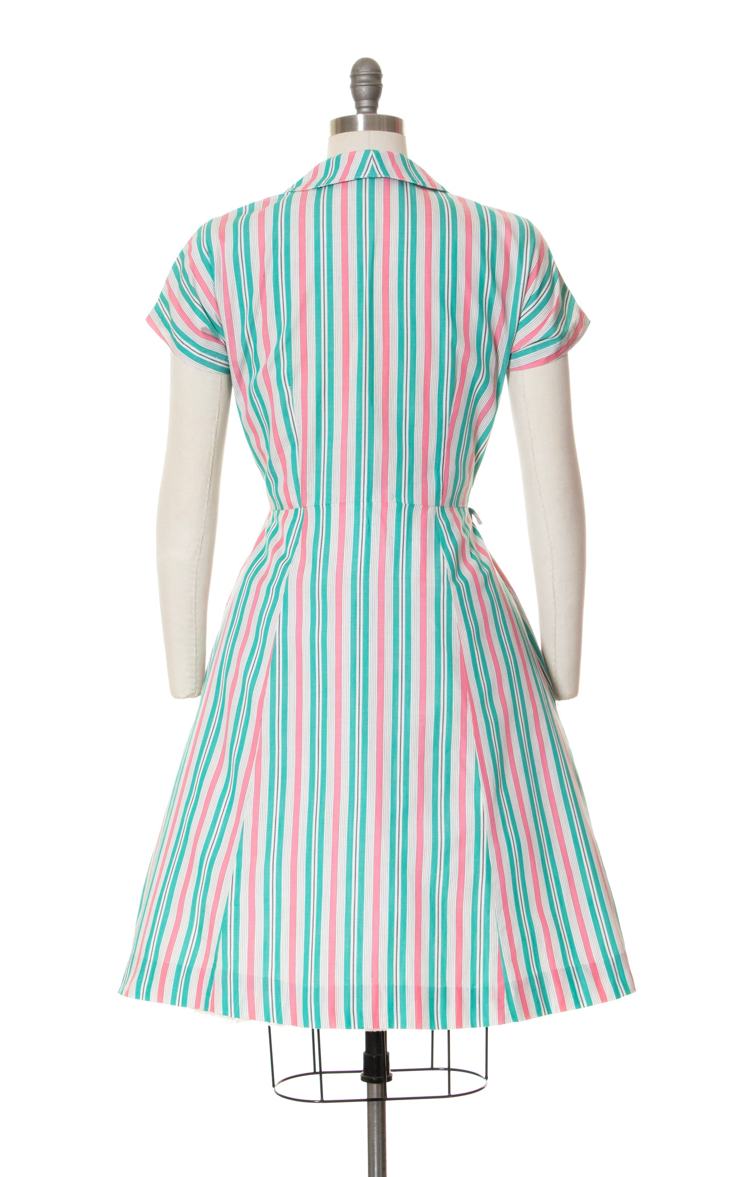 1950s Striped Cotton Shirtwaist Dress | medium