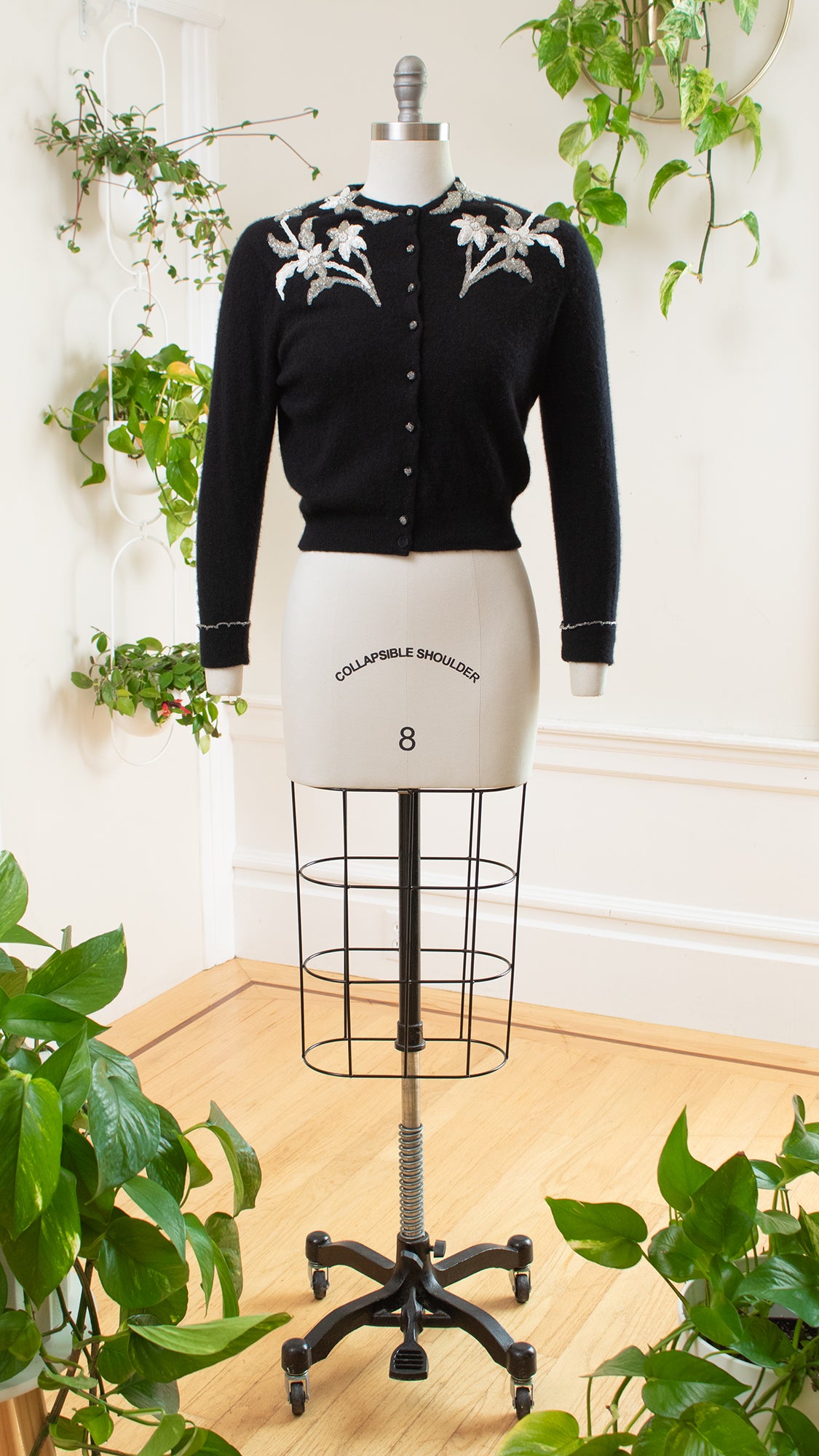 1950s Beaded Cashmere Cardigan | x-small/small/medium