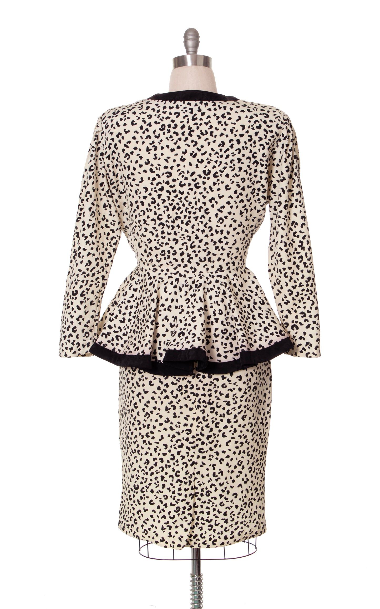 1980s Leopard Print Peplum Skirt Suit | x-large
