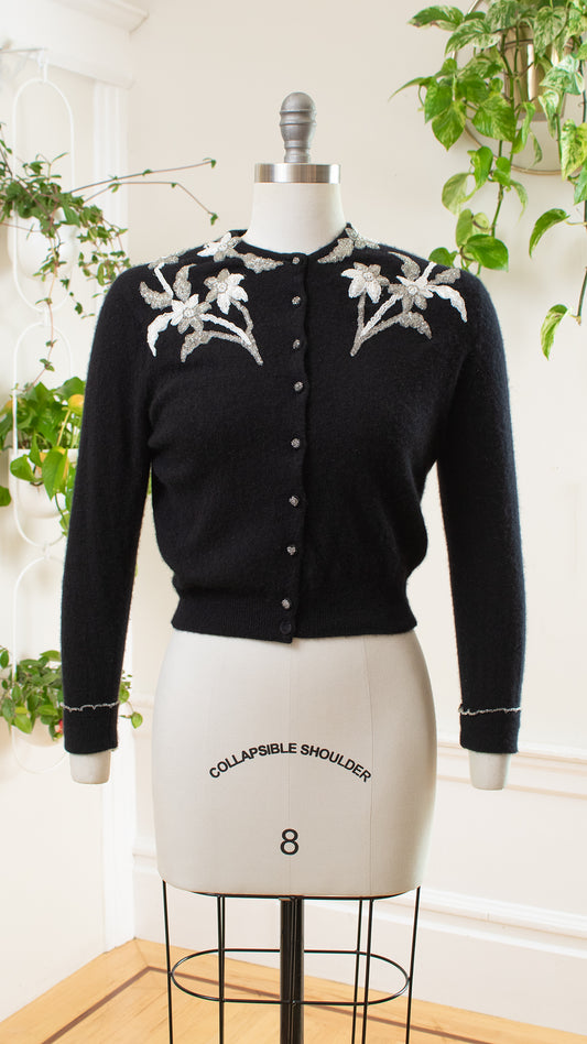 1950s Beaded Cashmere Cardigan | x-small/small/medium