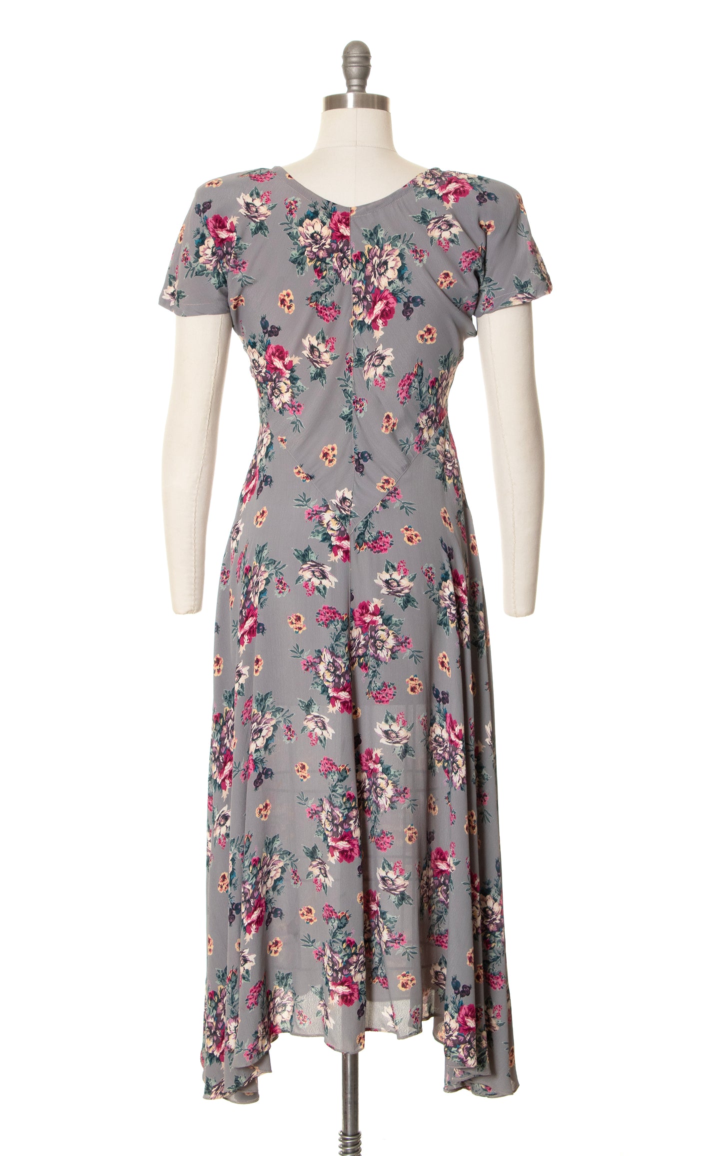 1990s does 1930s Floral Bias Cut Rayon Dress | small/medium