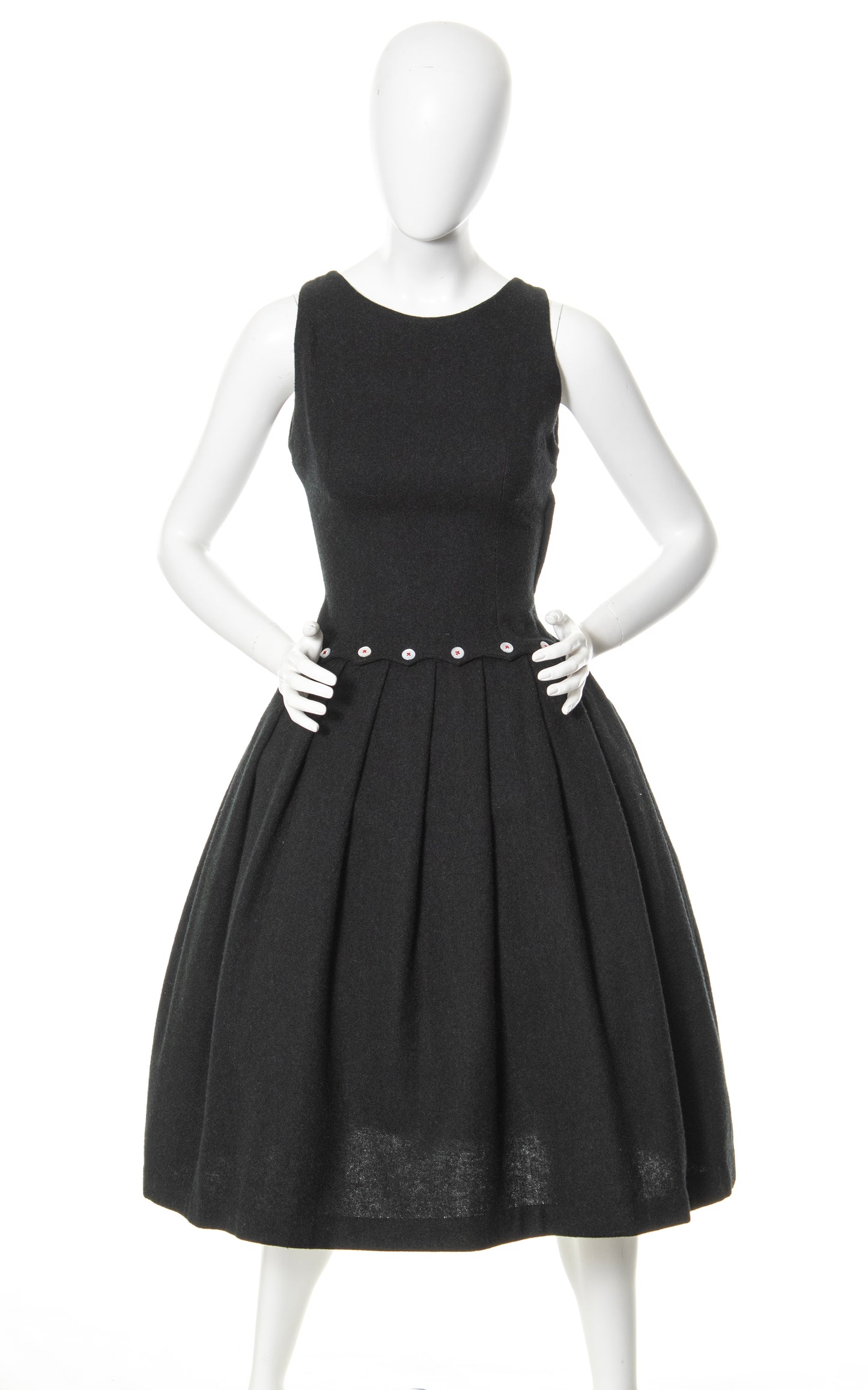 BLV x DEANNA || 1950s Dark Grey Wool Drop Waist Dress | x-small/small