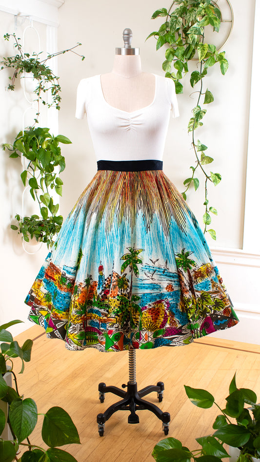 1950s Mexican Hand-Painted Sequin Novelty Circle Skirt | medium/large/x-large