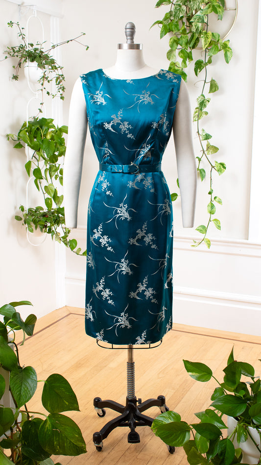 1960s Asian Cherry Blossom Silk Dress | medium