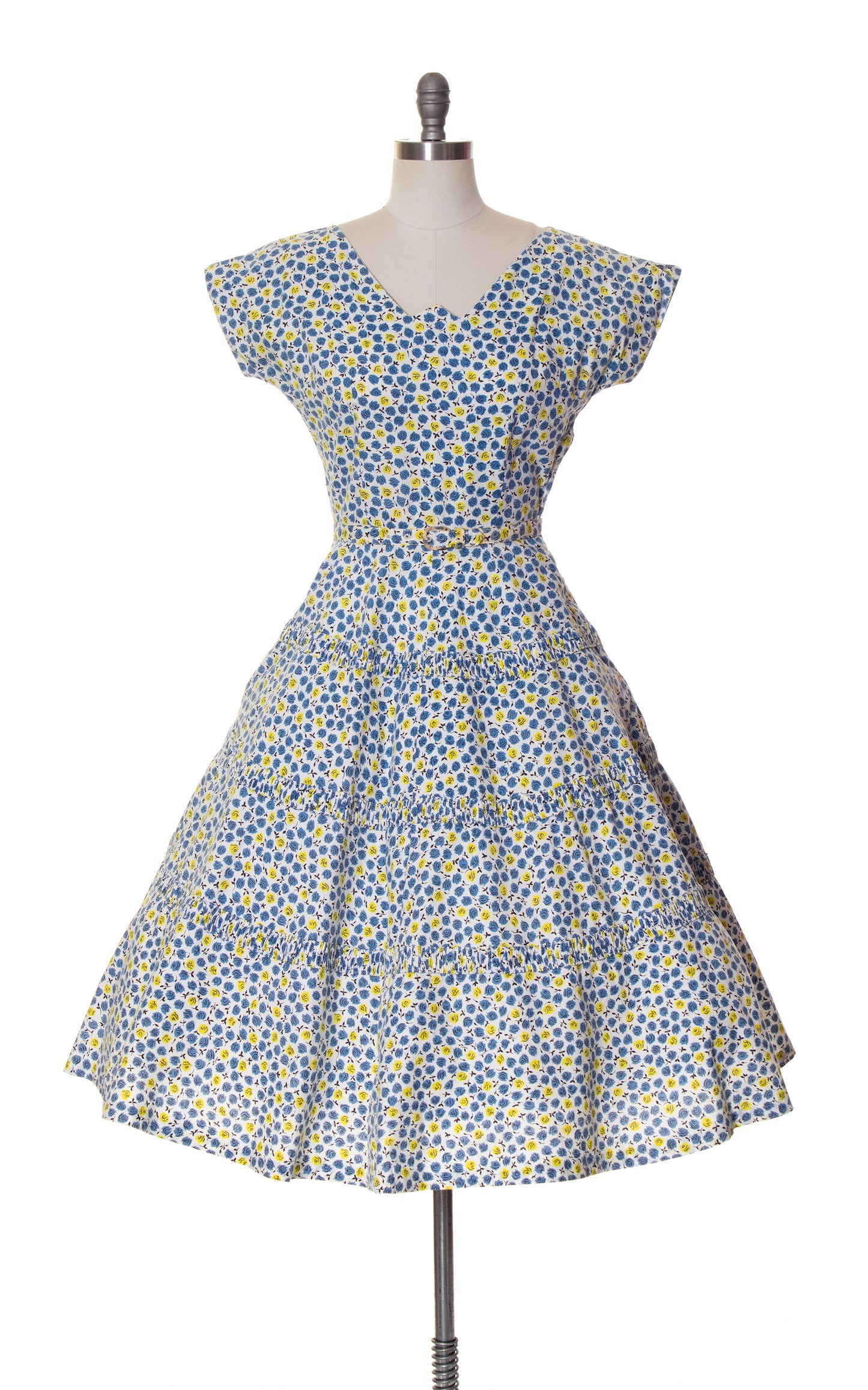 1950s Tiny Rose Print Cotton Dress | small