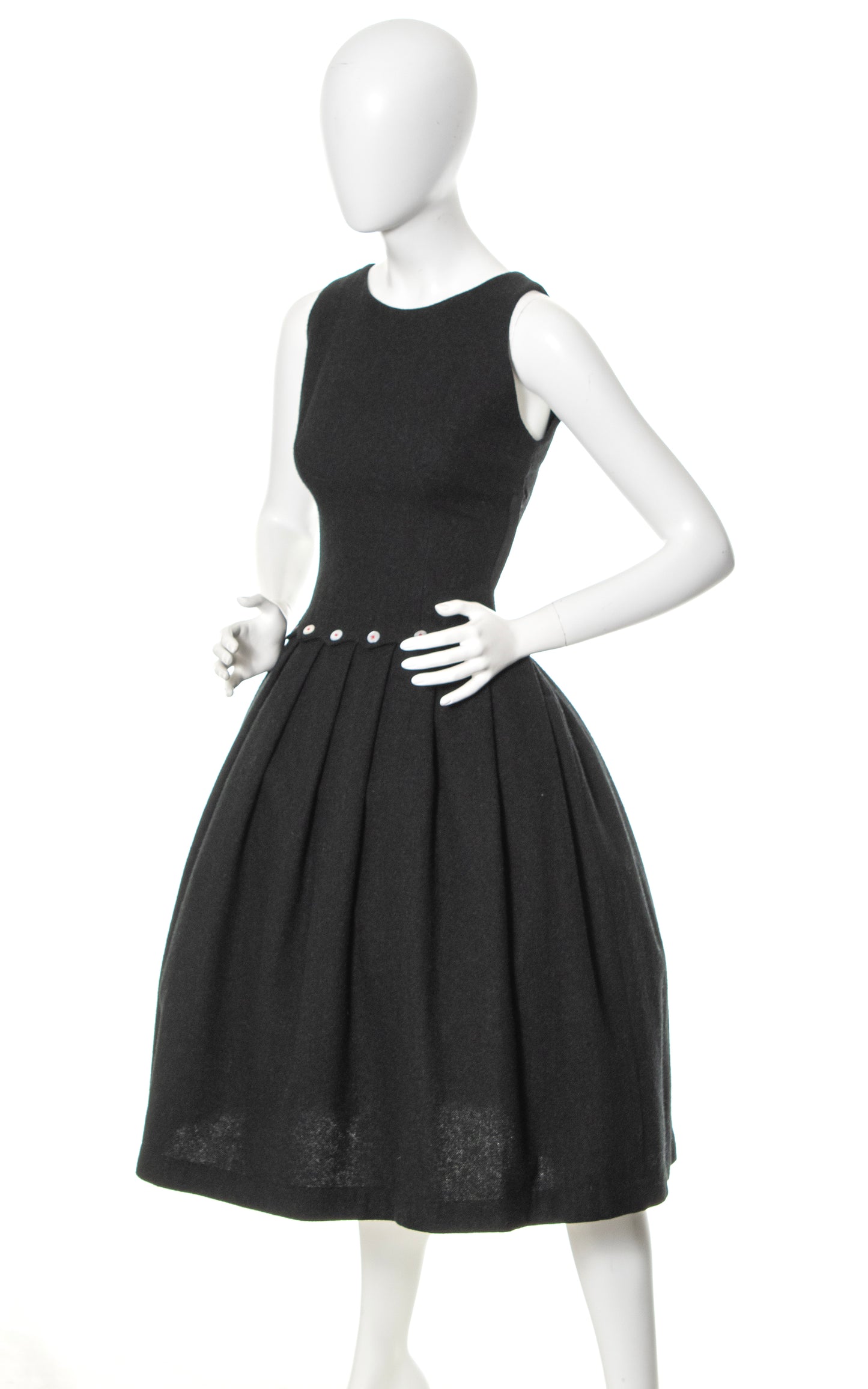 BLV x DEANNA || 1950s Dark Grey Wool Drop Waist Dress | x-small/small