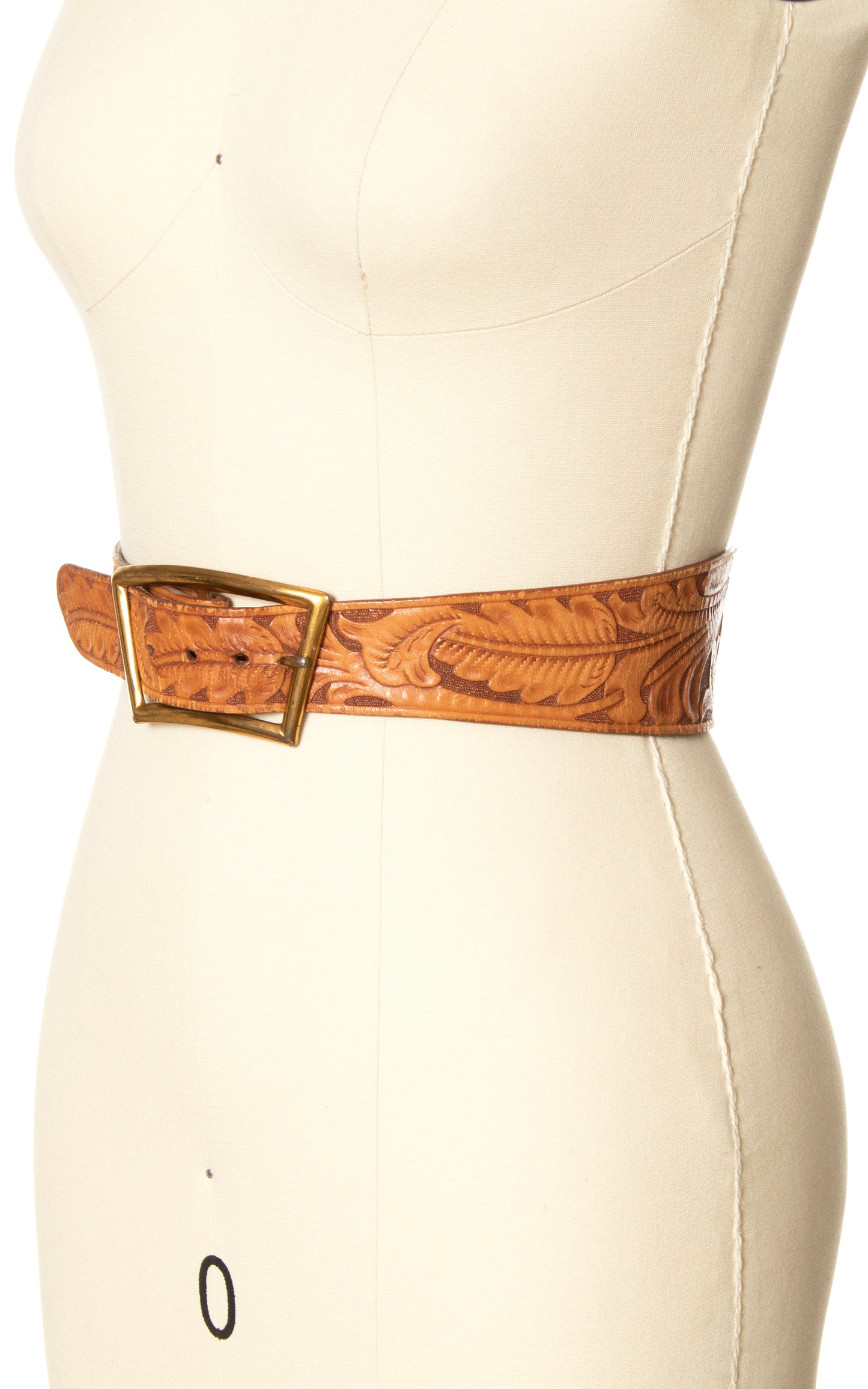 Vintage Tooled Leather Cinch Belt | small/medium