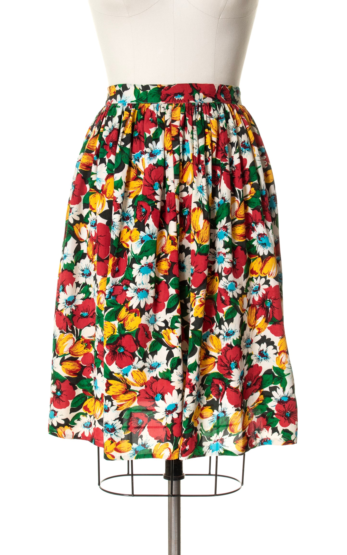 1940s Floral Rayon Skirt | small