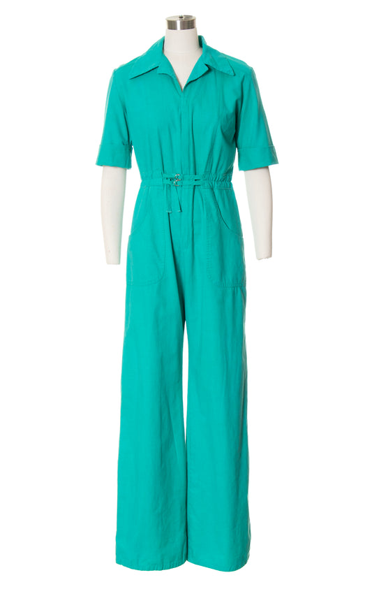 1970s Jade Cotton Workwear Jumpsuit | small/medium