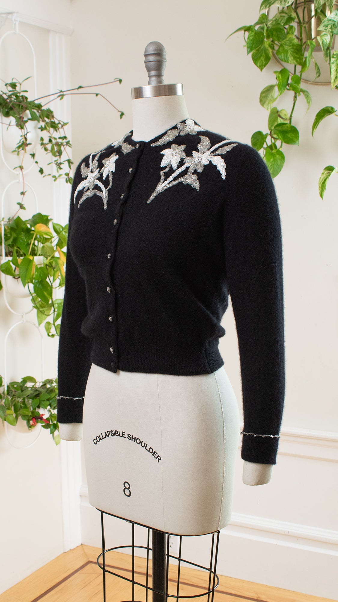 1950s Beaded Cashmere Cardigan | x-small/small/medium