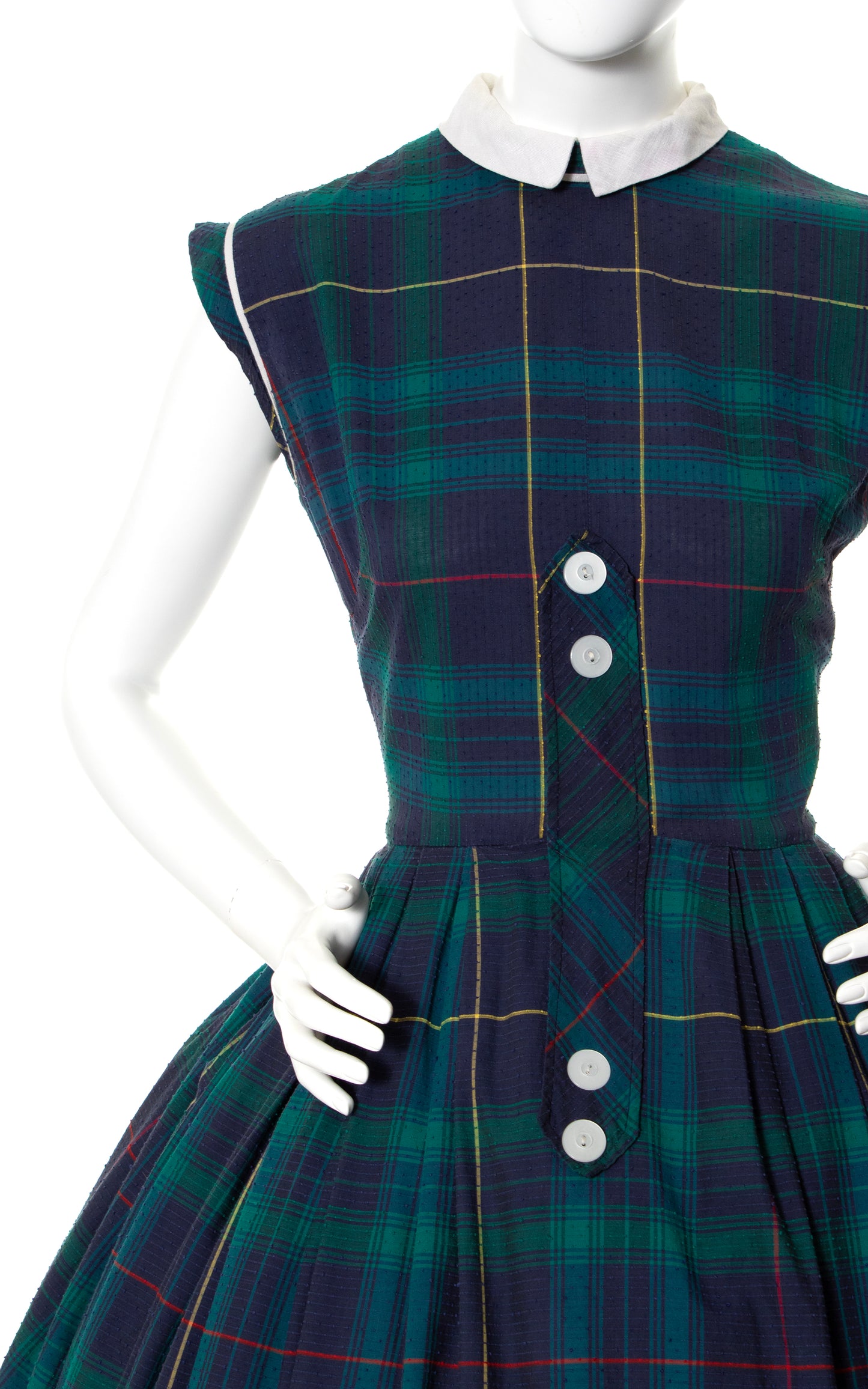 1950s JONATHAN LOGAN Plaid Swiss Dot Cotton Dress | medium