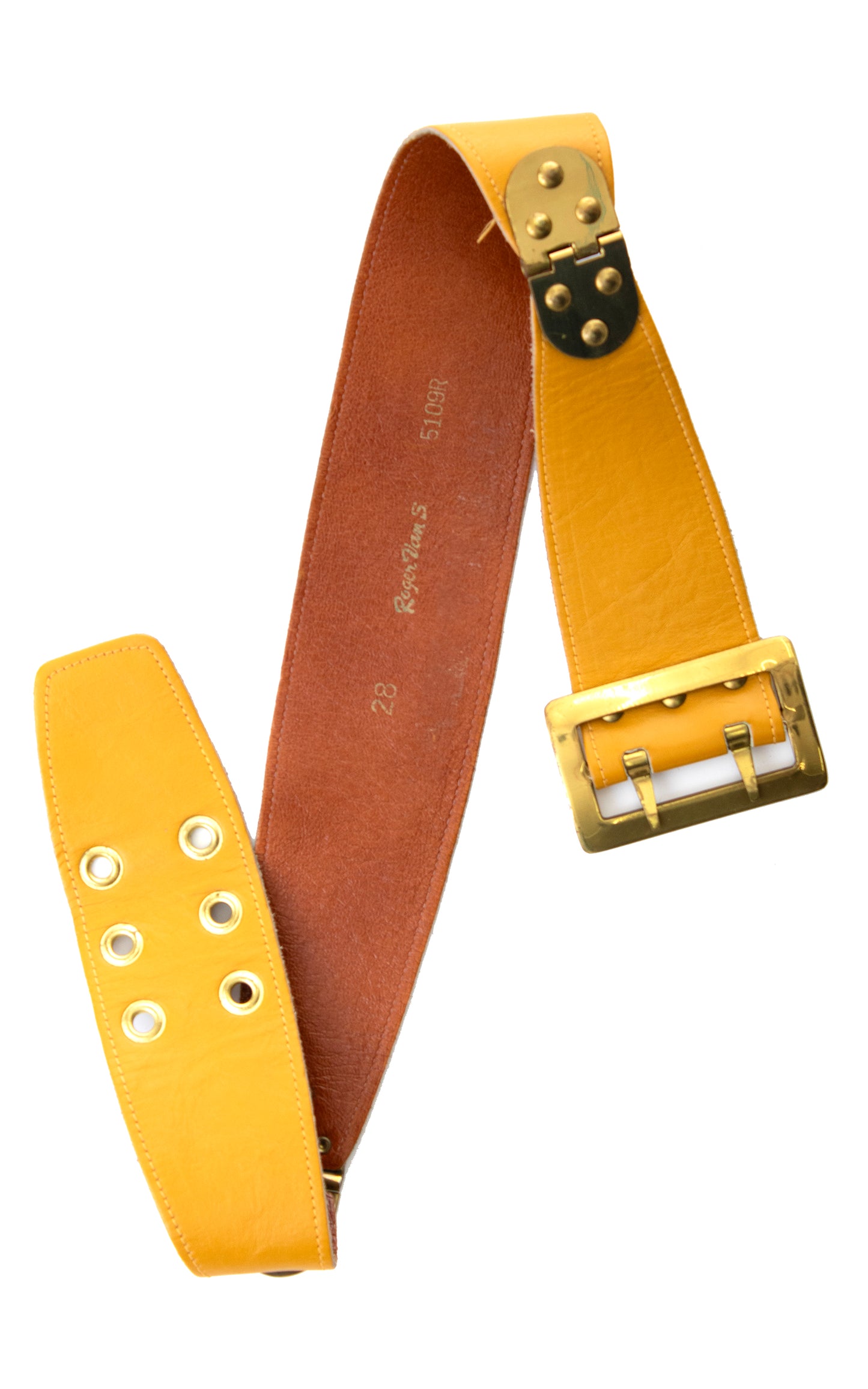 1950s Mustard Leather & Hinge Cinch Belt | small/medium