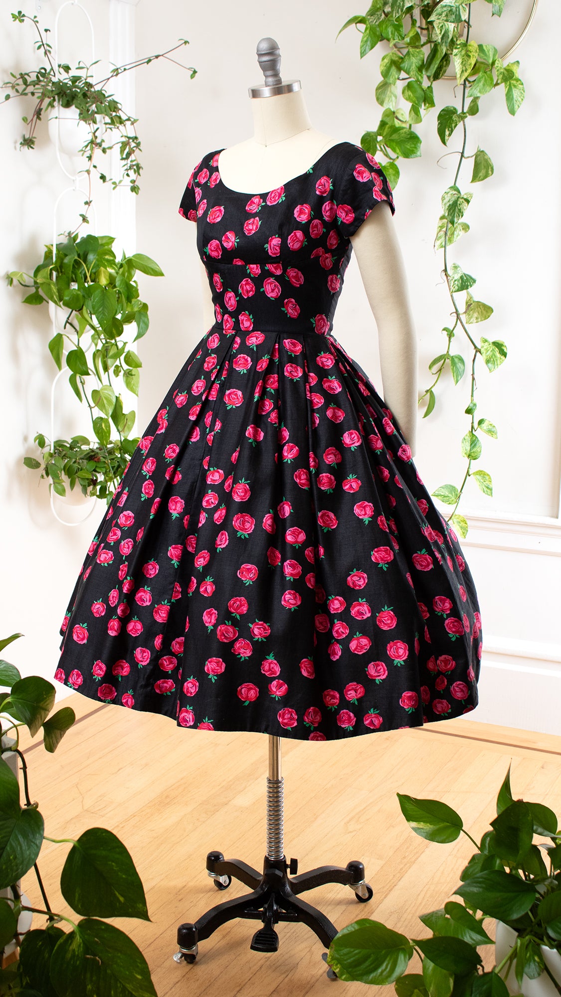 1950s Rose Day Dress | x-small