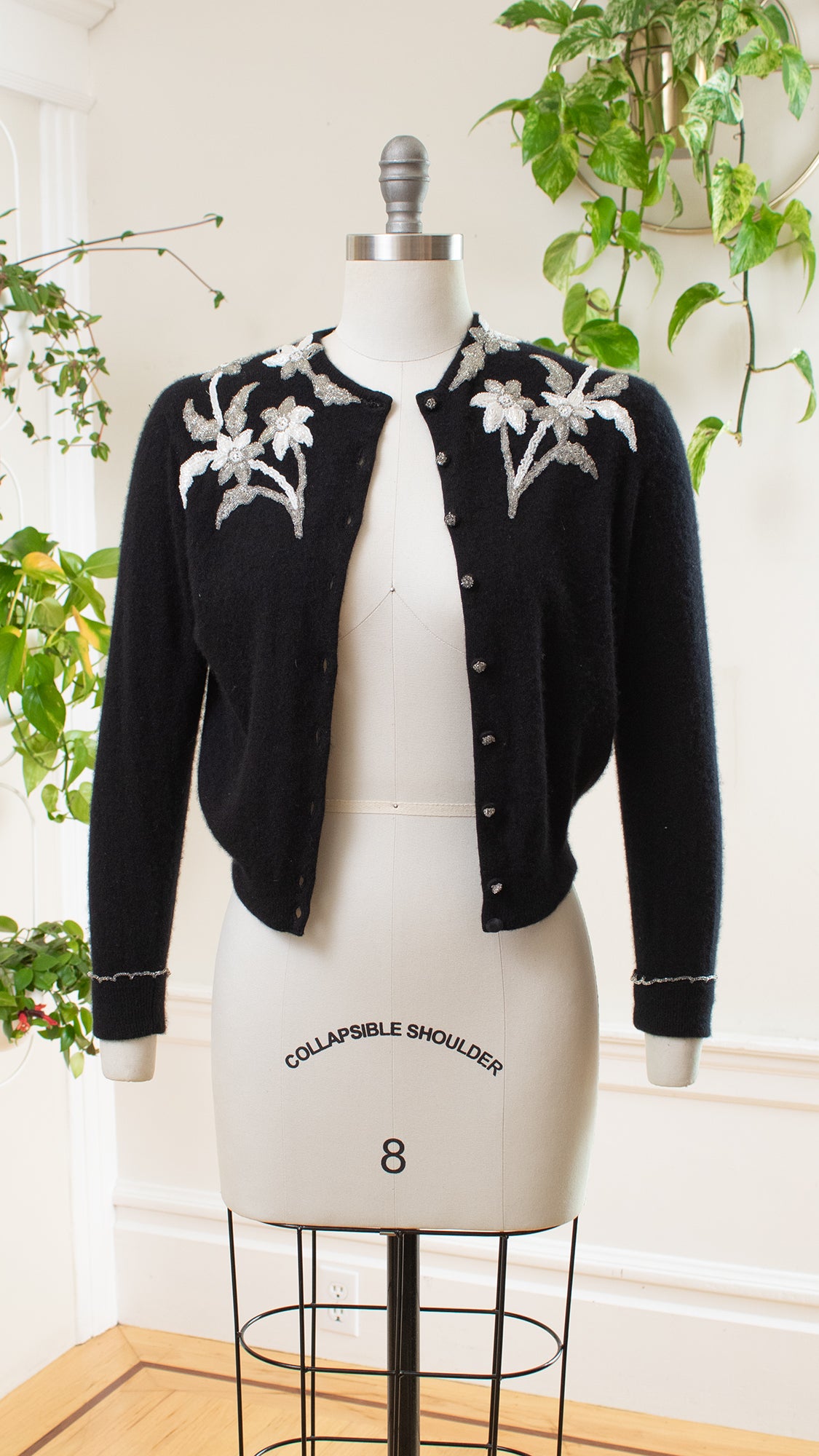 1950s Beaded Cashmere Cardigan | x-small/small/medium