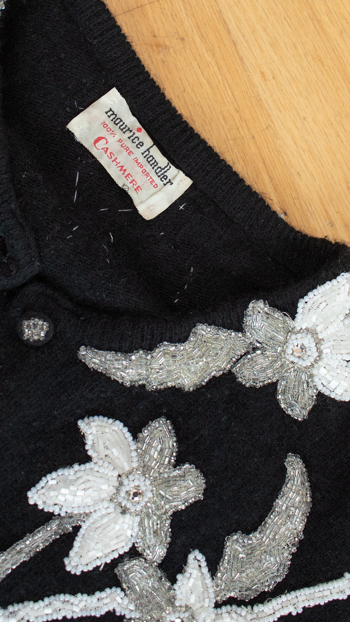 1950s Beaded Cashmere Cardigan | x-small/small/medium
