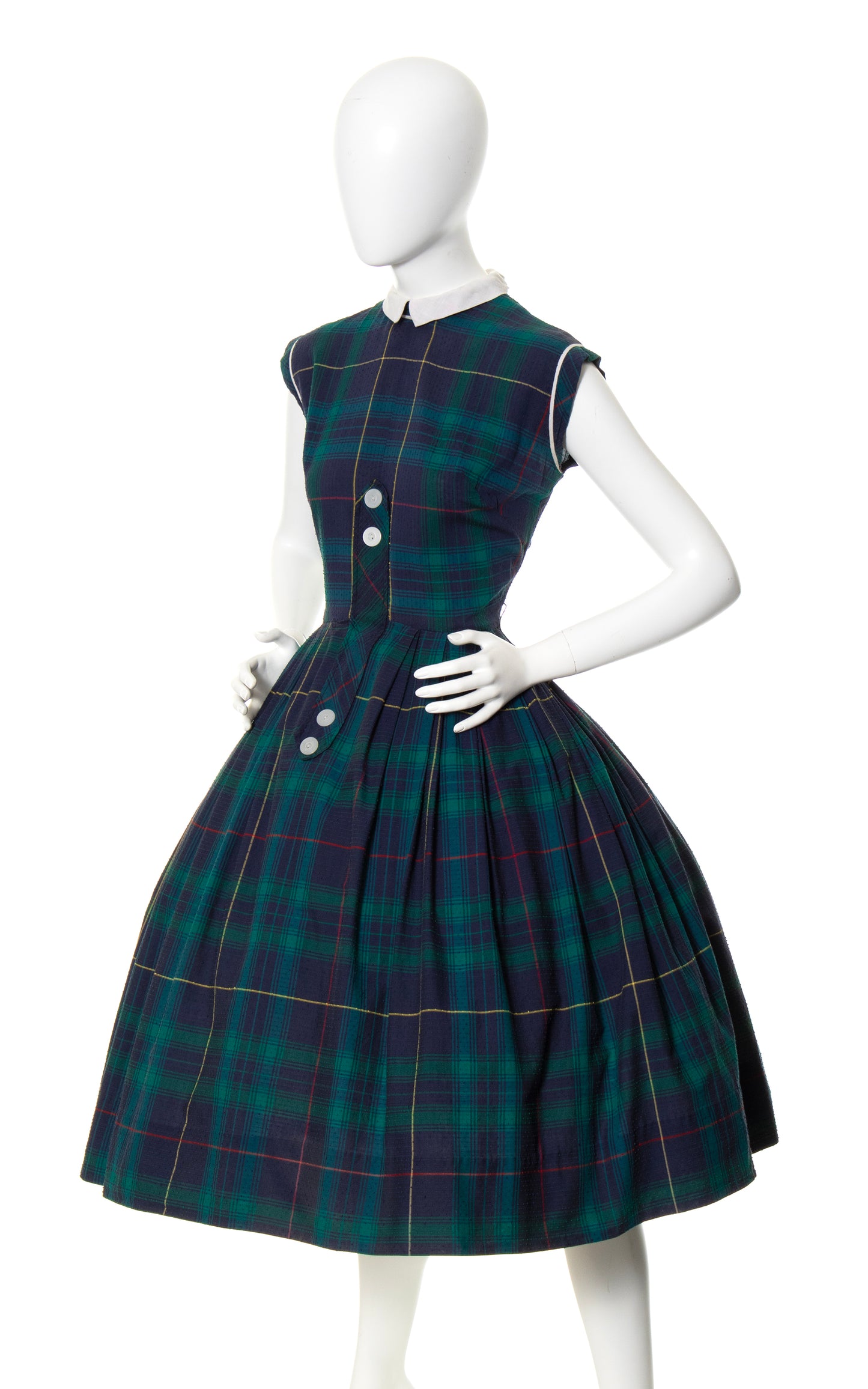 1950s JONATHAN LOGAN Plaid Swiss Dot Cotton Dress | medium