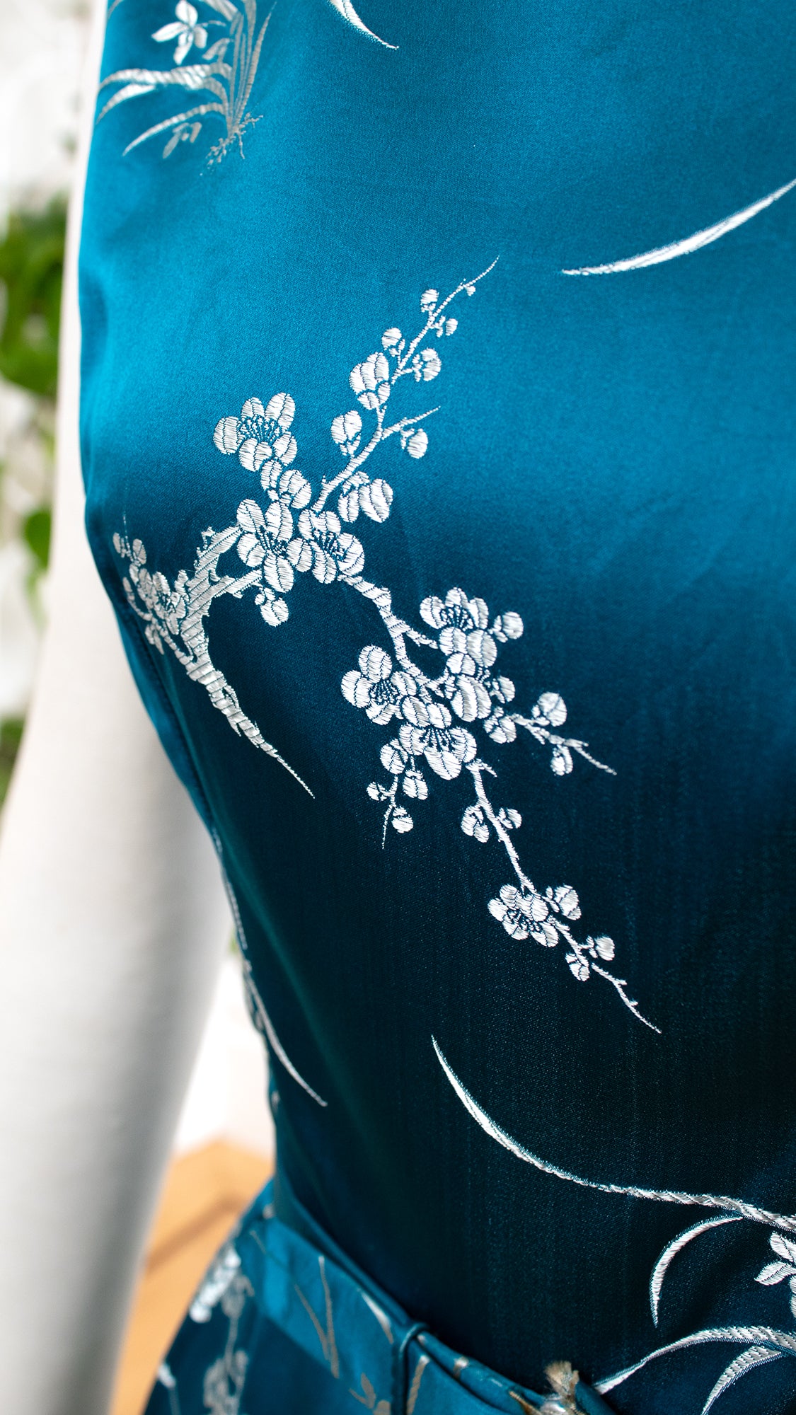 1960s Asian Cherry Blossom Silk Dress | medium