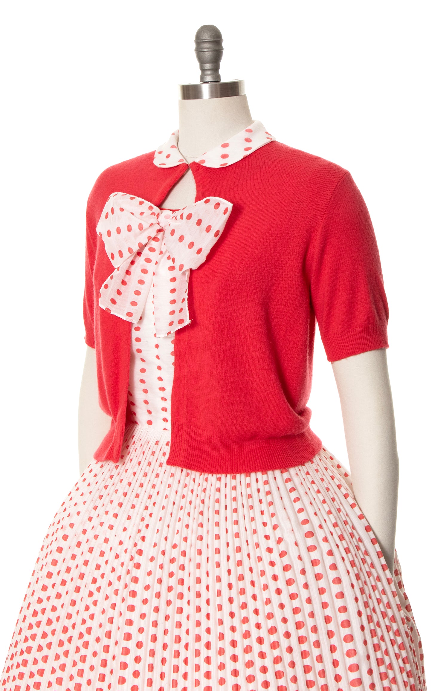 1950s L'AIGLON Polka Dot Sundress & Cardigan Set | medium