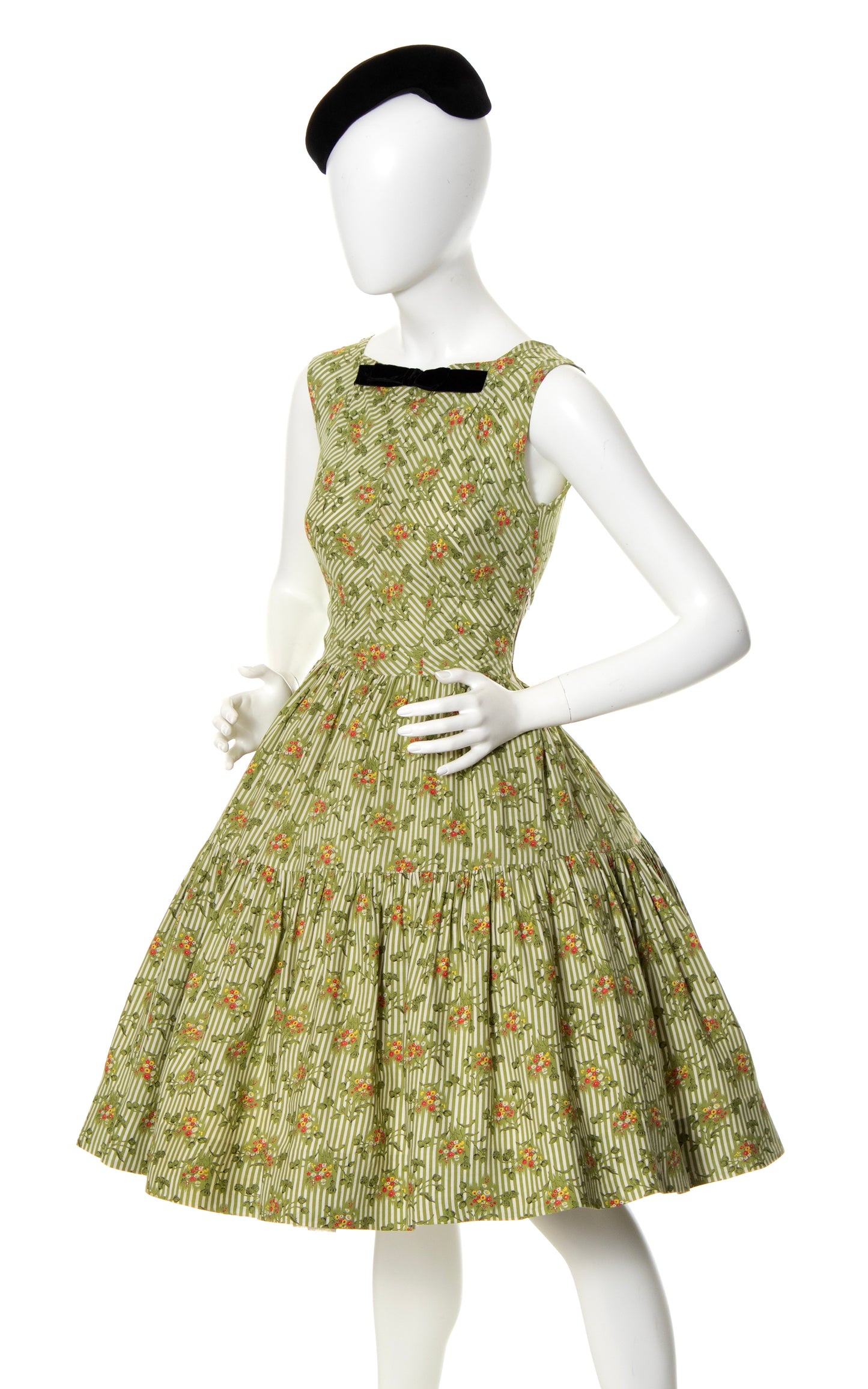 1950s Floral Striped Tiered Sundress | small