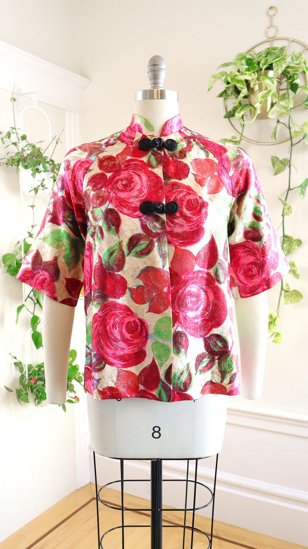 1960s Metallic Rose Cheongsam Jacket | small/medium