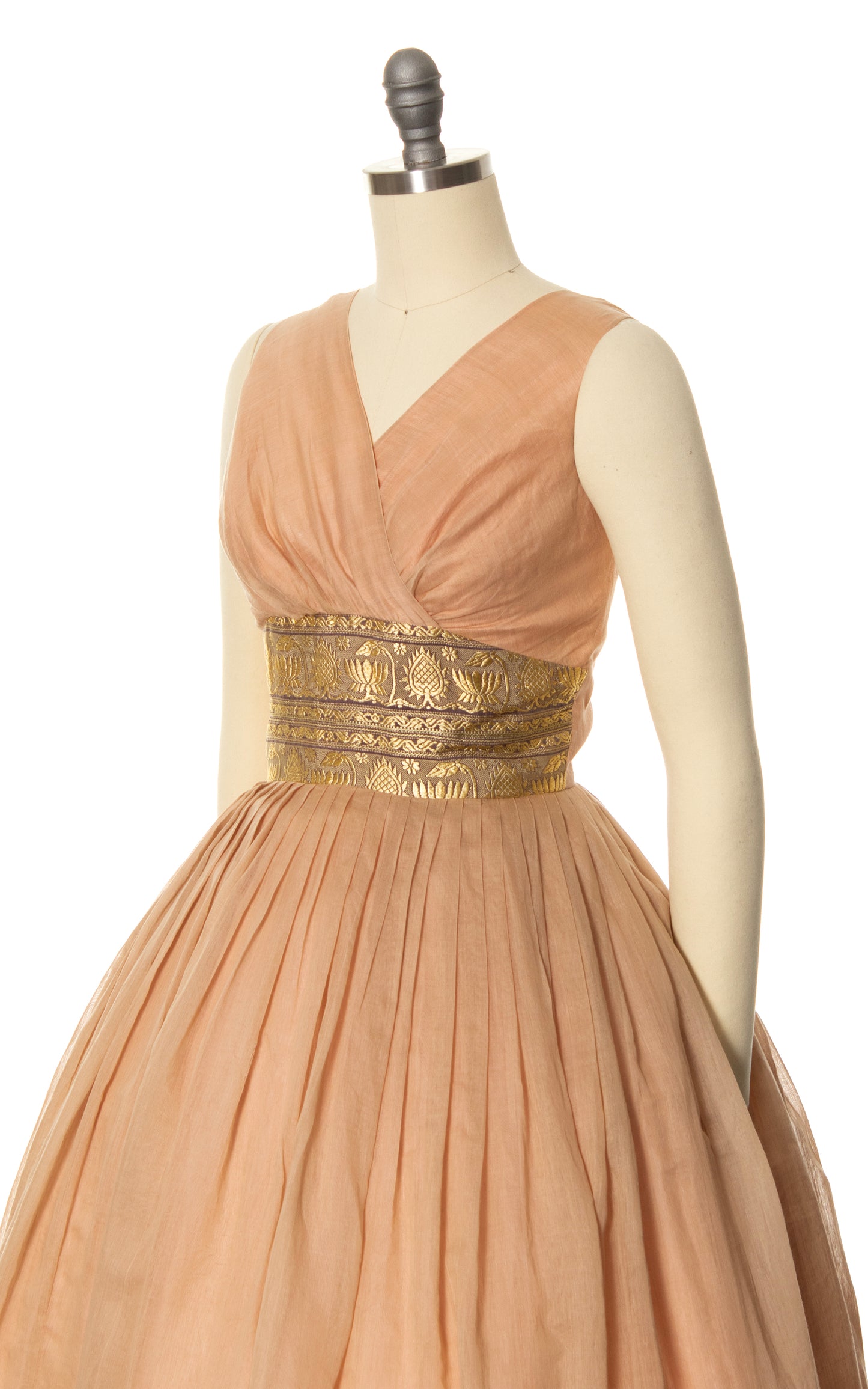 1950s Ribbon Cotton Voile Dress & Wrap Set | small