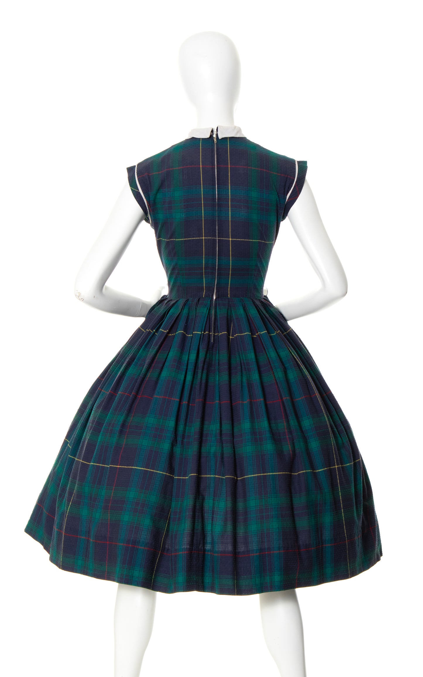 1950s JONATHAN LOGAN Plaid Swiss Dot Cotton Dress | medium