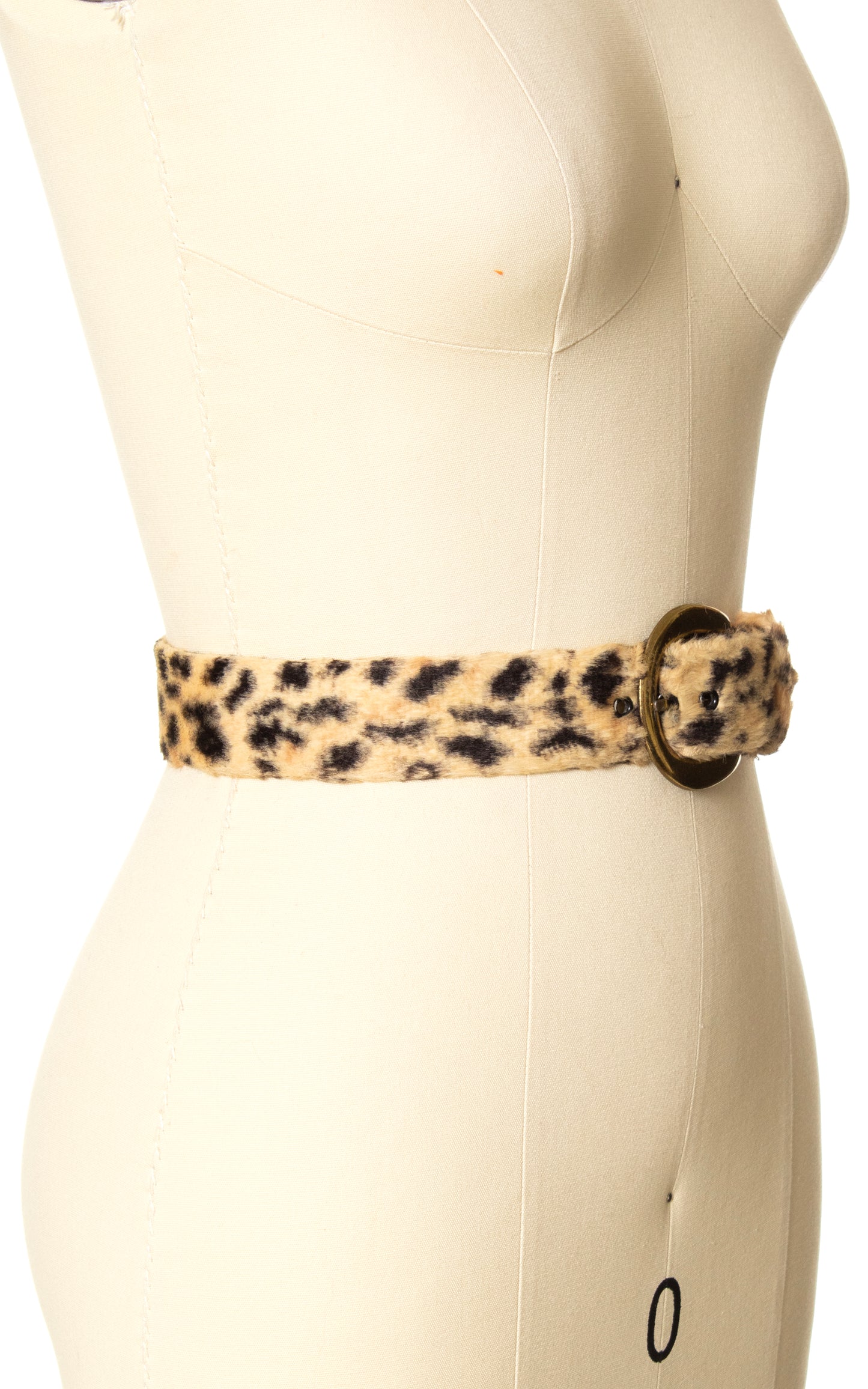 1950s 1960s Leopard Print Faux Fur Cinch Belt | x-small/small