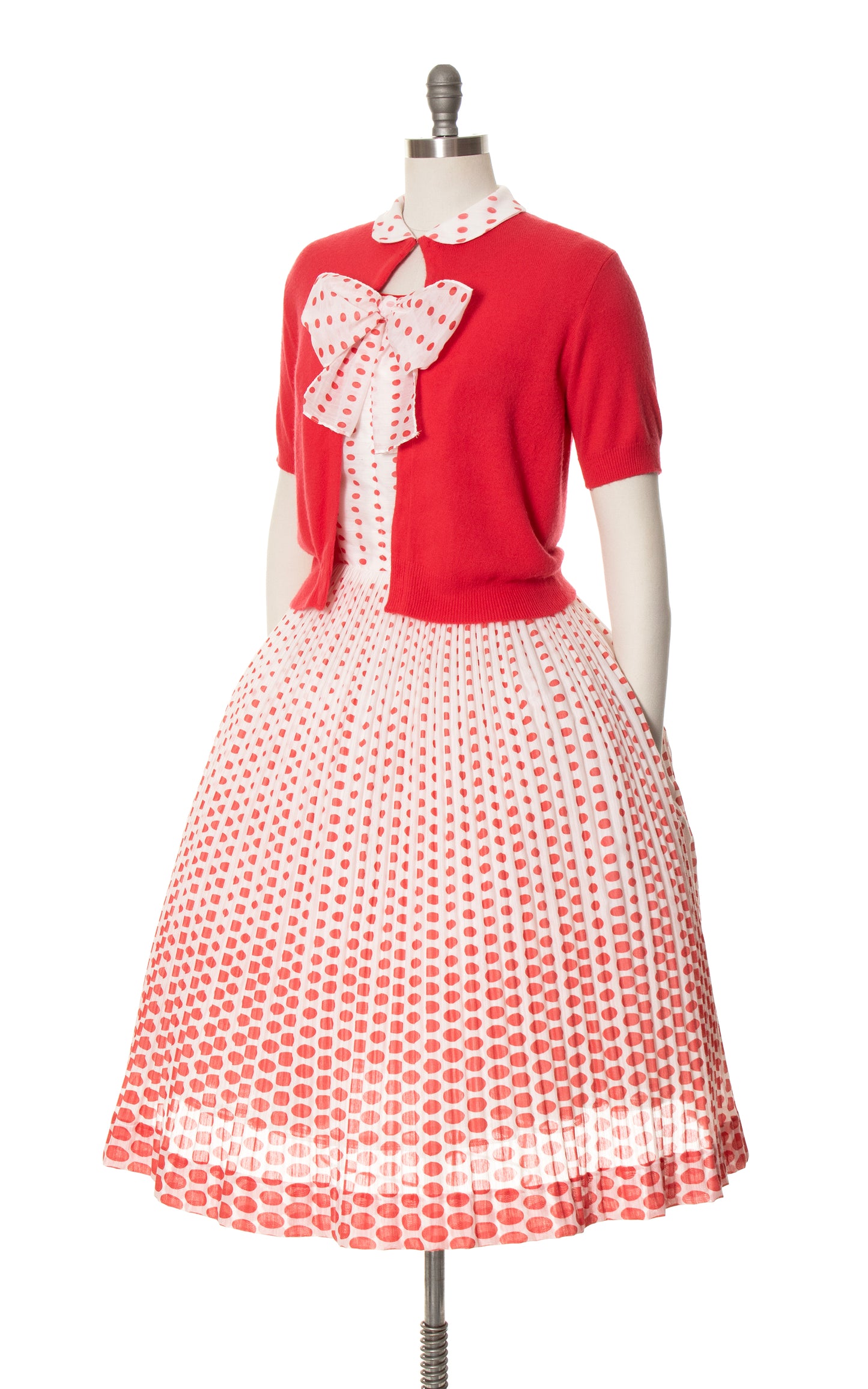 1950s L'AIGLON Polka Dot Sundress & Cardigan Set | medium