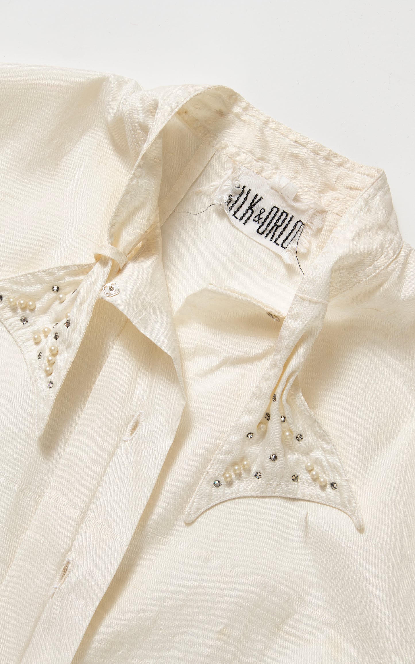 BLV x DEANNA || 1950s Rhinestone Beaded Silk Blend Blouse | small/medium