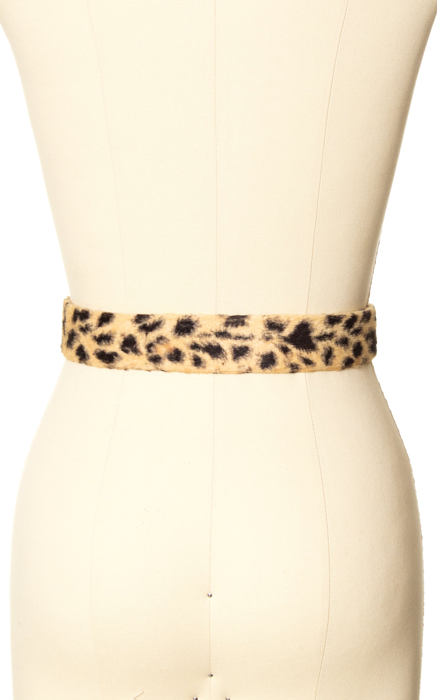 1950s 1960s Leopard Print Faux Fur Cinch Belt | x-small/small