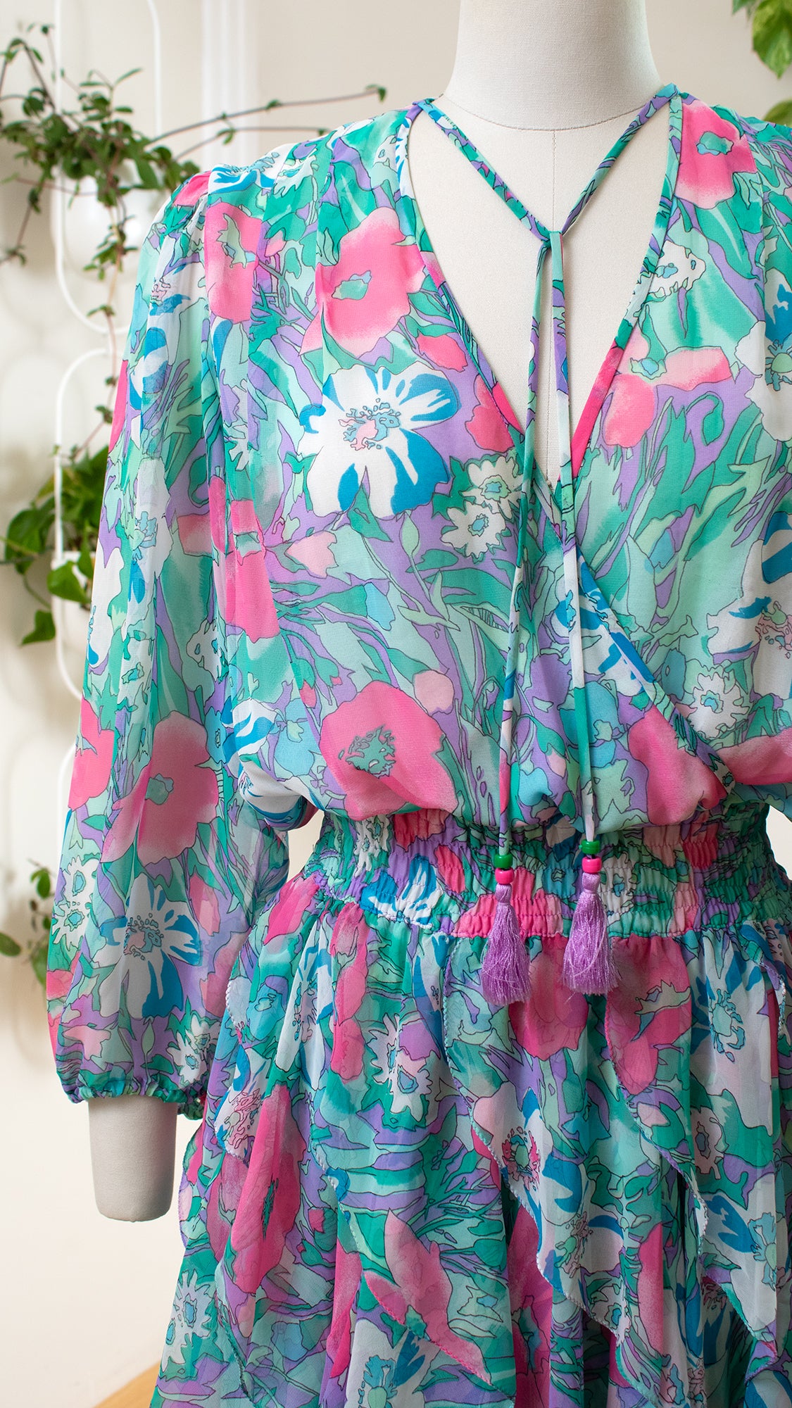 1980s DIANE FREIS Georgette Handkerchief Dress | small/medium/large