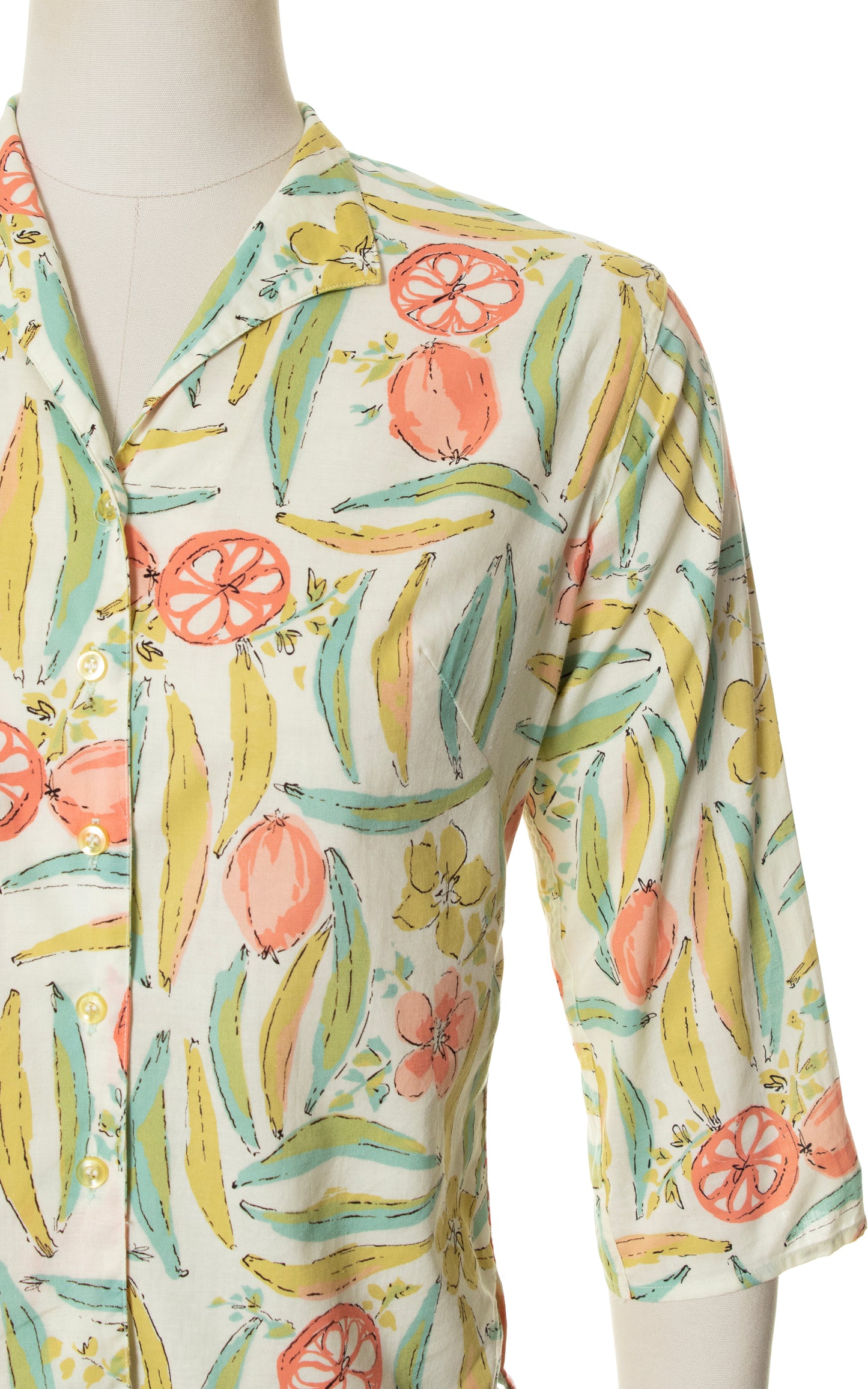 1960s Fruit Novelty Print Cotton Blouse | small