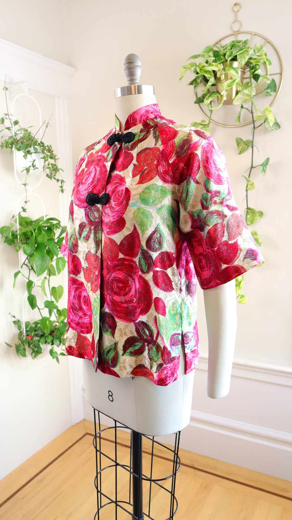 1960s Metallic Rose Cheongsam Jacket | small/medium