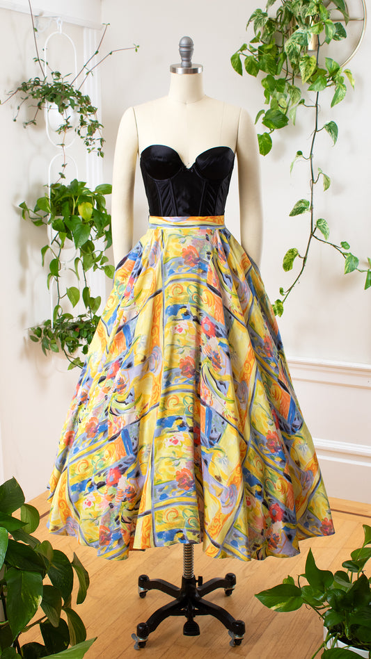 1980s Floral Still Life Novelty Print Circle Skirt | small