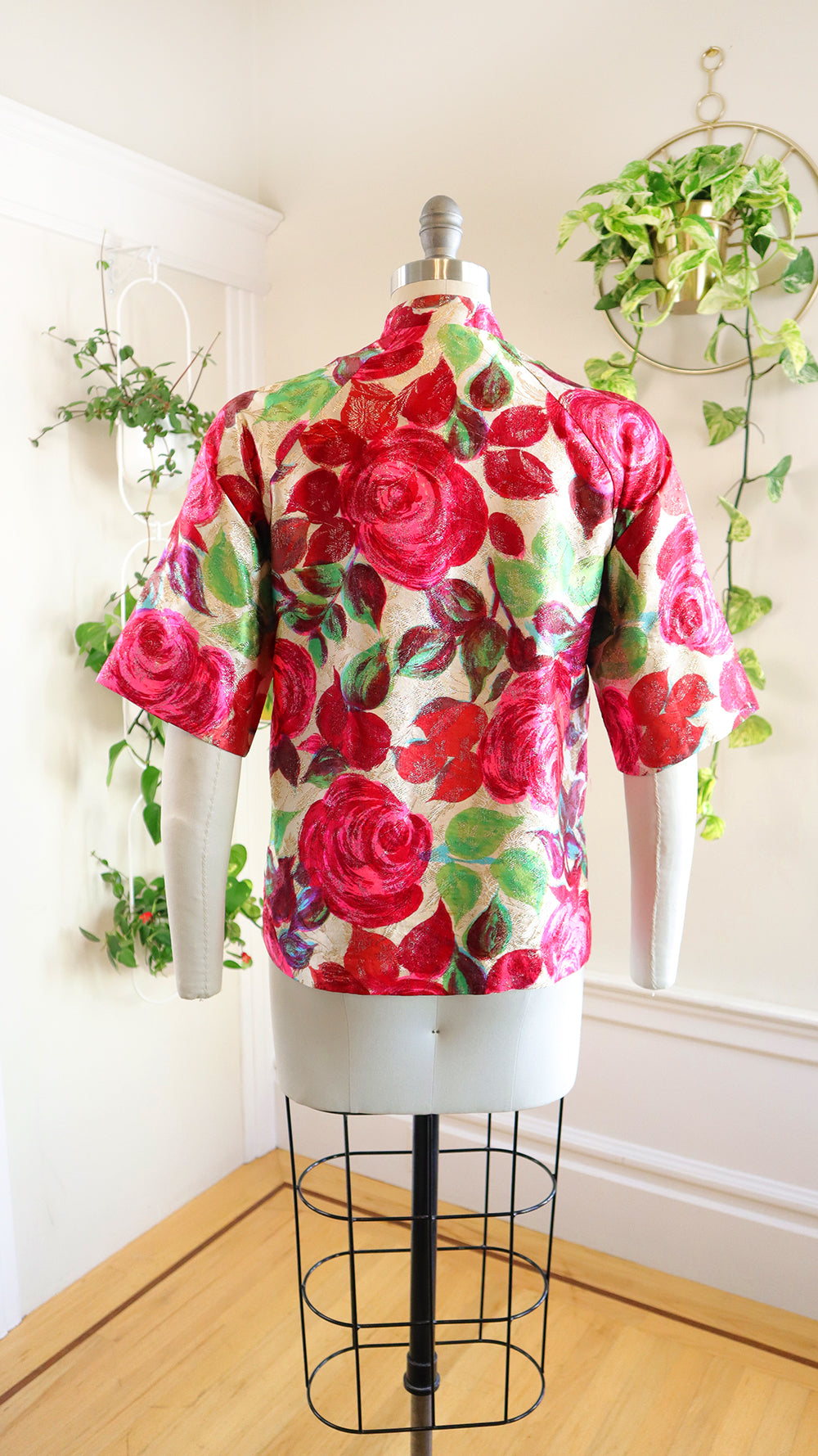 1960s Metallic Rose Cheongsam Jacket | small/medium