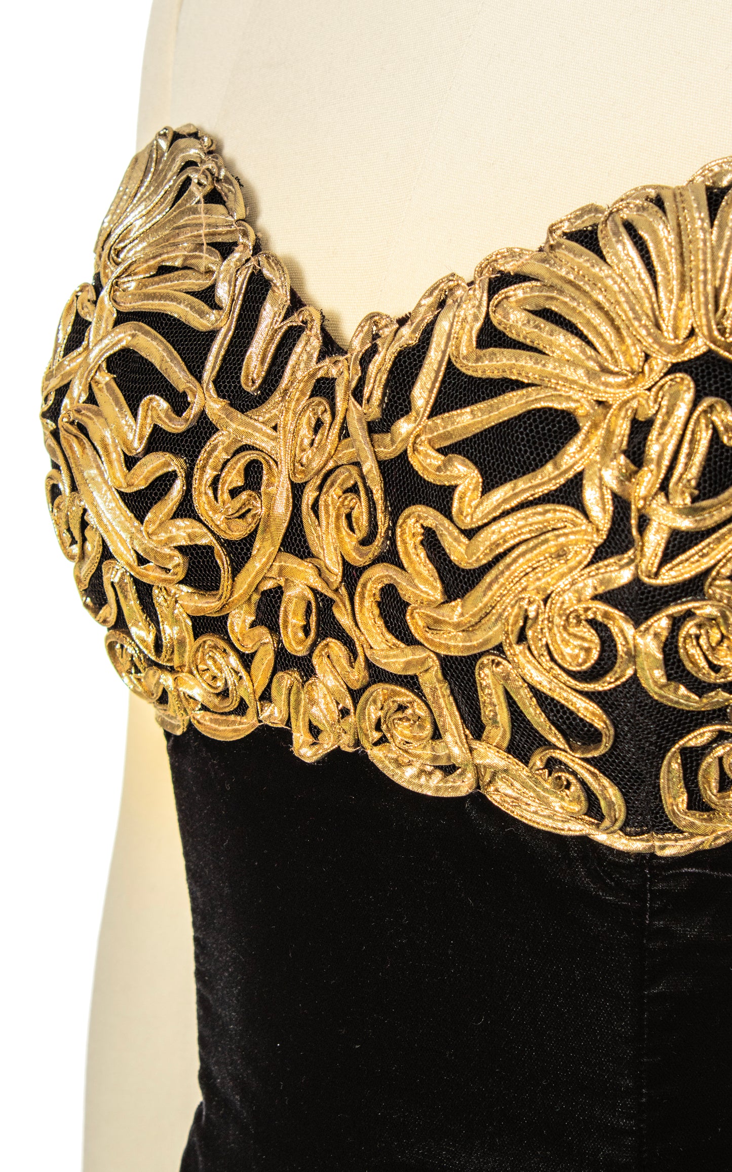 1980s Metallic Soutache Velvet Party Dress | small