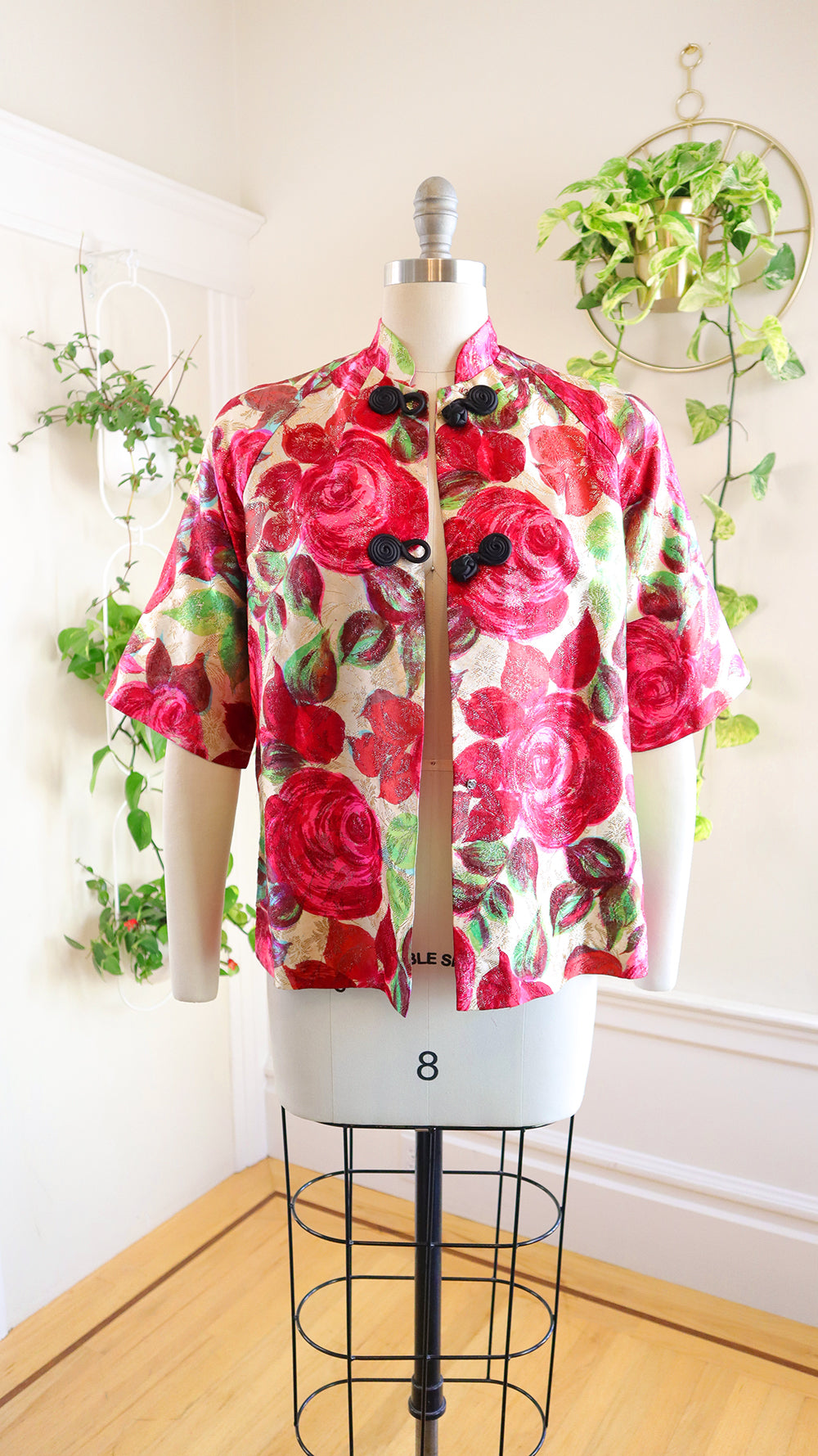 1960s Metallic Rose Cheongsam Jacket | small/medium