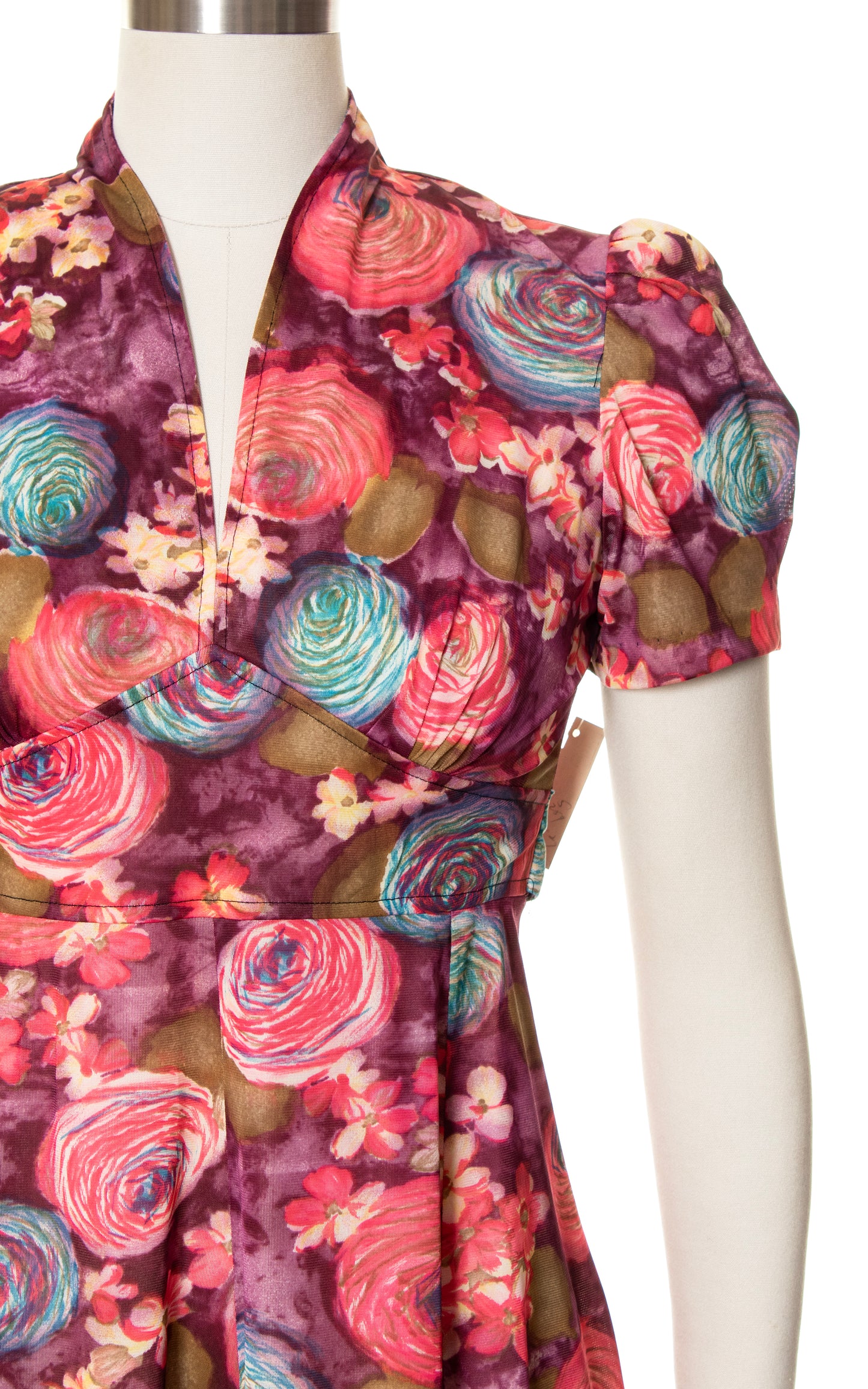 DEADSTOCK 1970s Floral Tie Waist Mini Dress | small