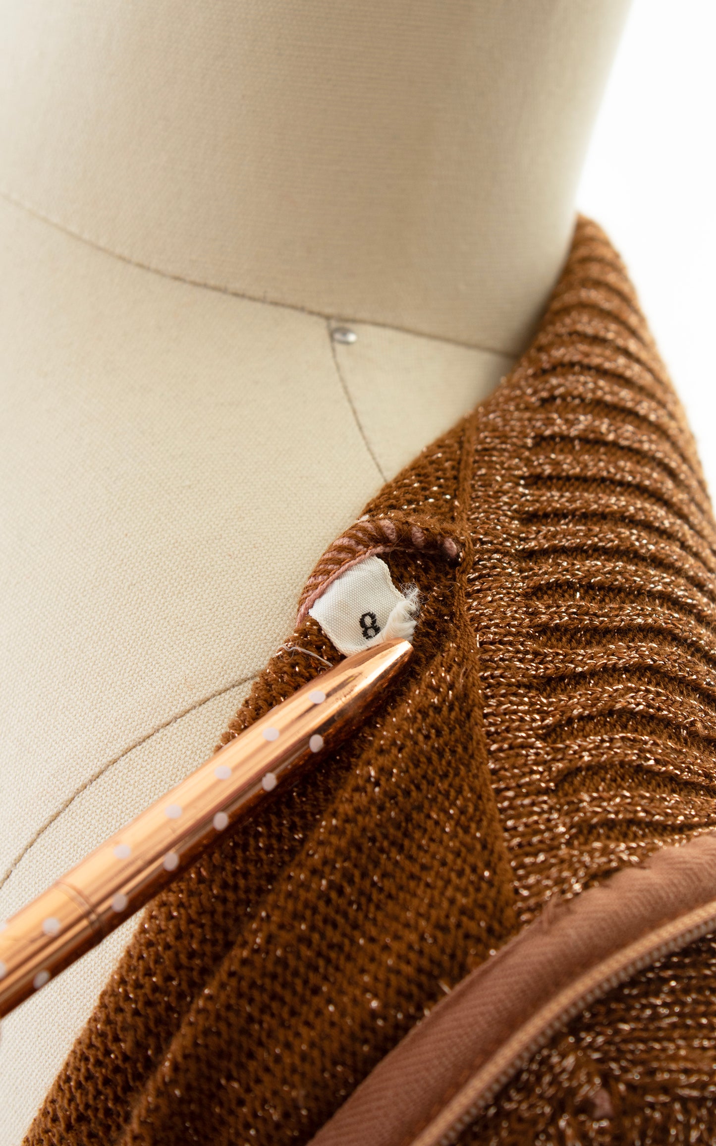 1970s WENJILLI Metallic Copper Sweater Dress | x-small/small/medium